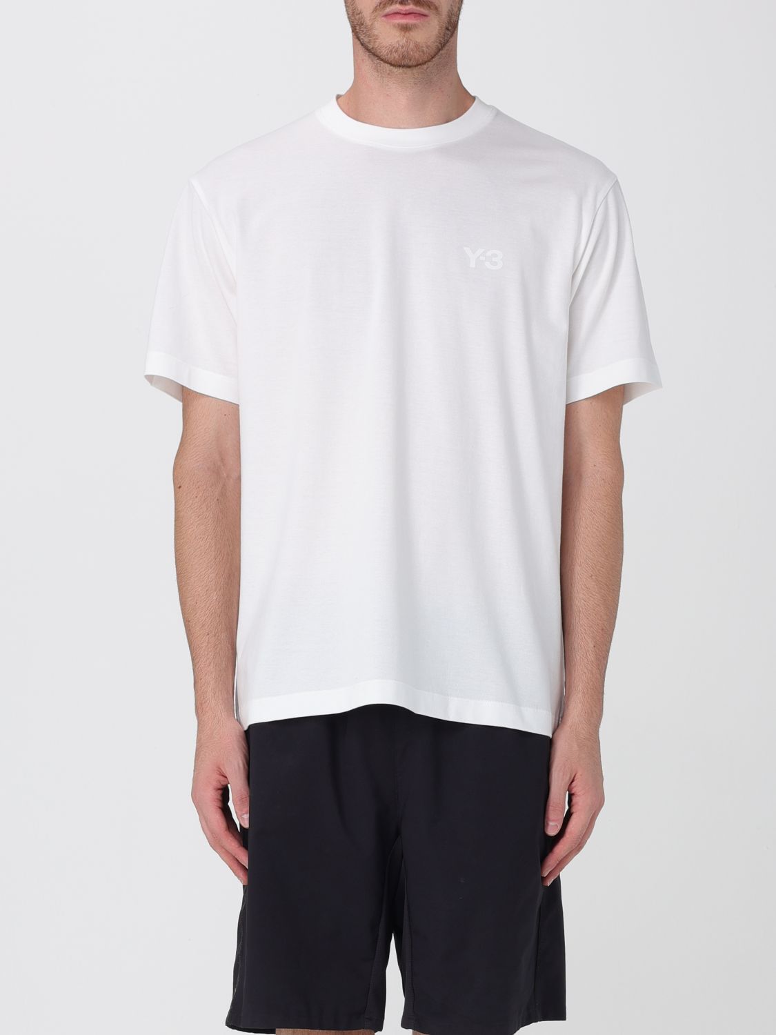 Y-3 Logo T-shirt With Ribbed Crew Neck And Short Sleeves In White
