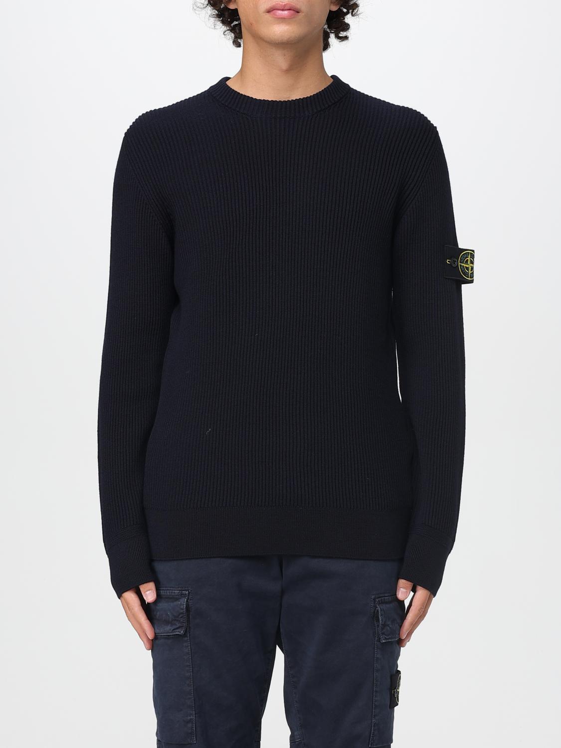 Stone Island Sweater Men Color Blue In Black
