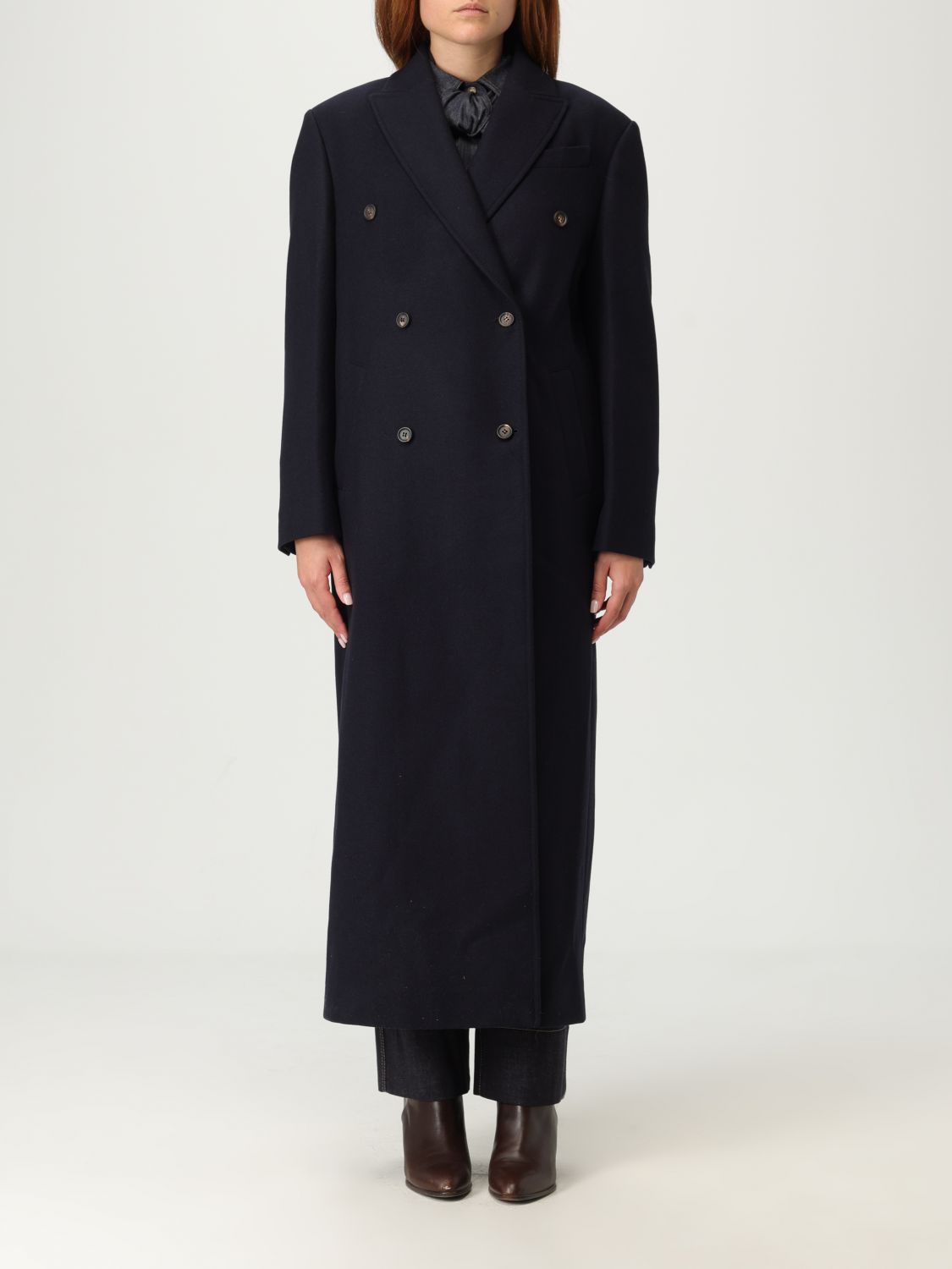 Brunello Cucinelli Trench Coat  Woman Color Navy In Blue