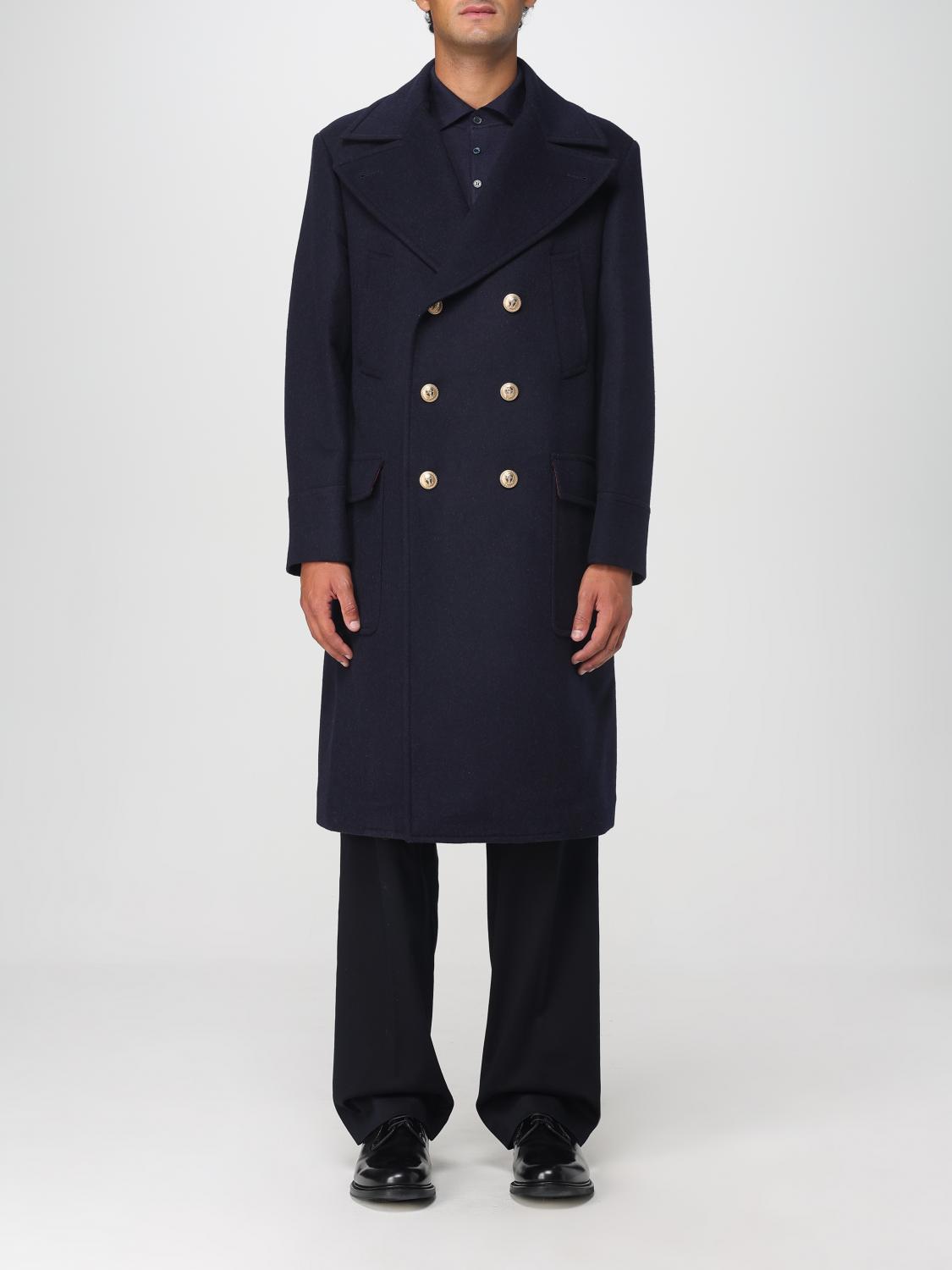 Brunello Cucinelli Martingale Double-breast Coat Men In Blue