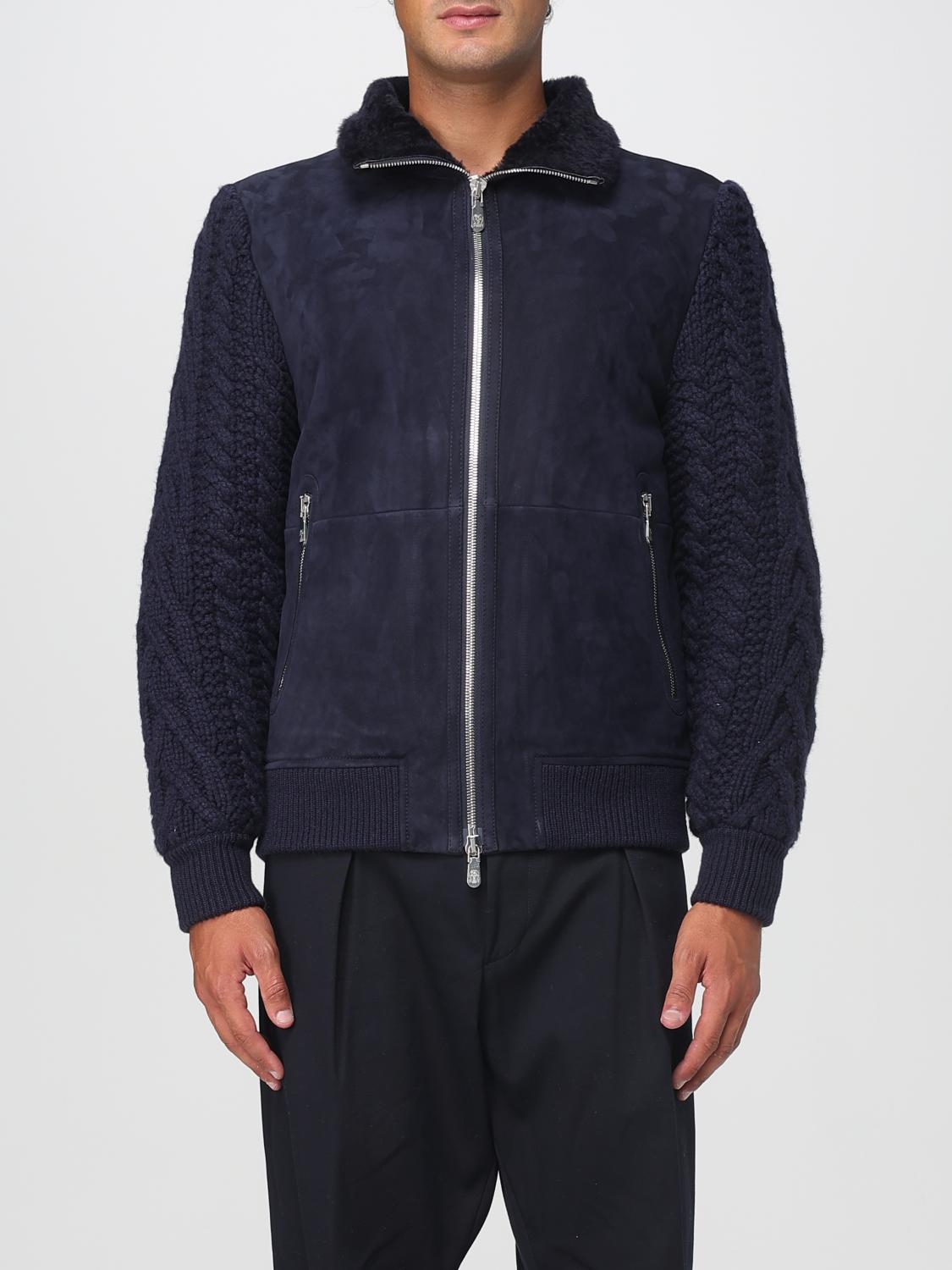 Brunello Cucinelli Padded Jacket In Mutton Leather And Cashmere In Blue