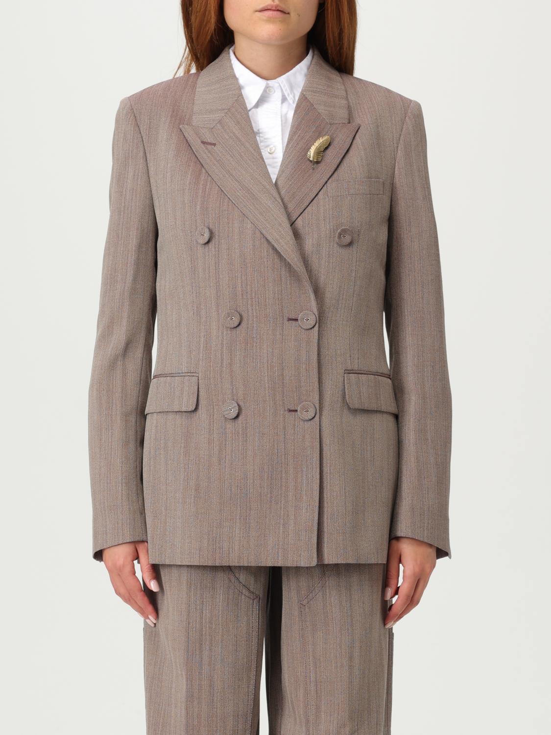 Golden Goose Diva Herringbone Virgin Wool Blazer In Brown
