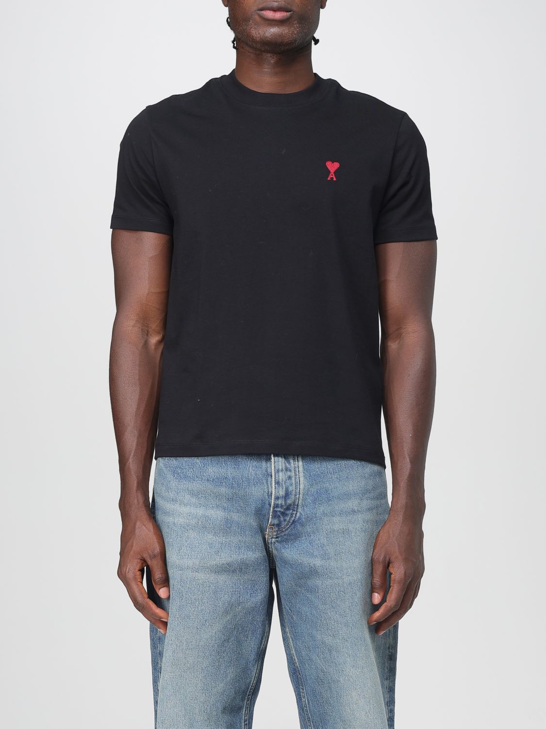 Ami Alexandre Mattiussi Ami Paris Ami De Coeur T-shirt In Organic Cotton In Black