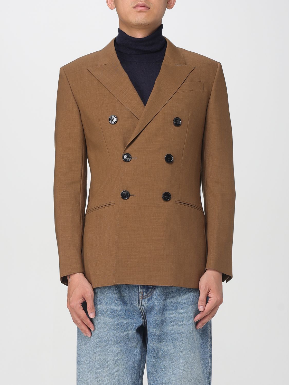 Ami Alexandre Mattiussi Ami Double-breasted Light Wool Twill Blazer In Brown