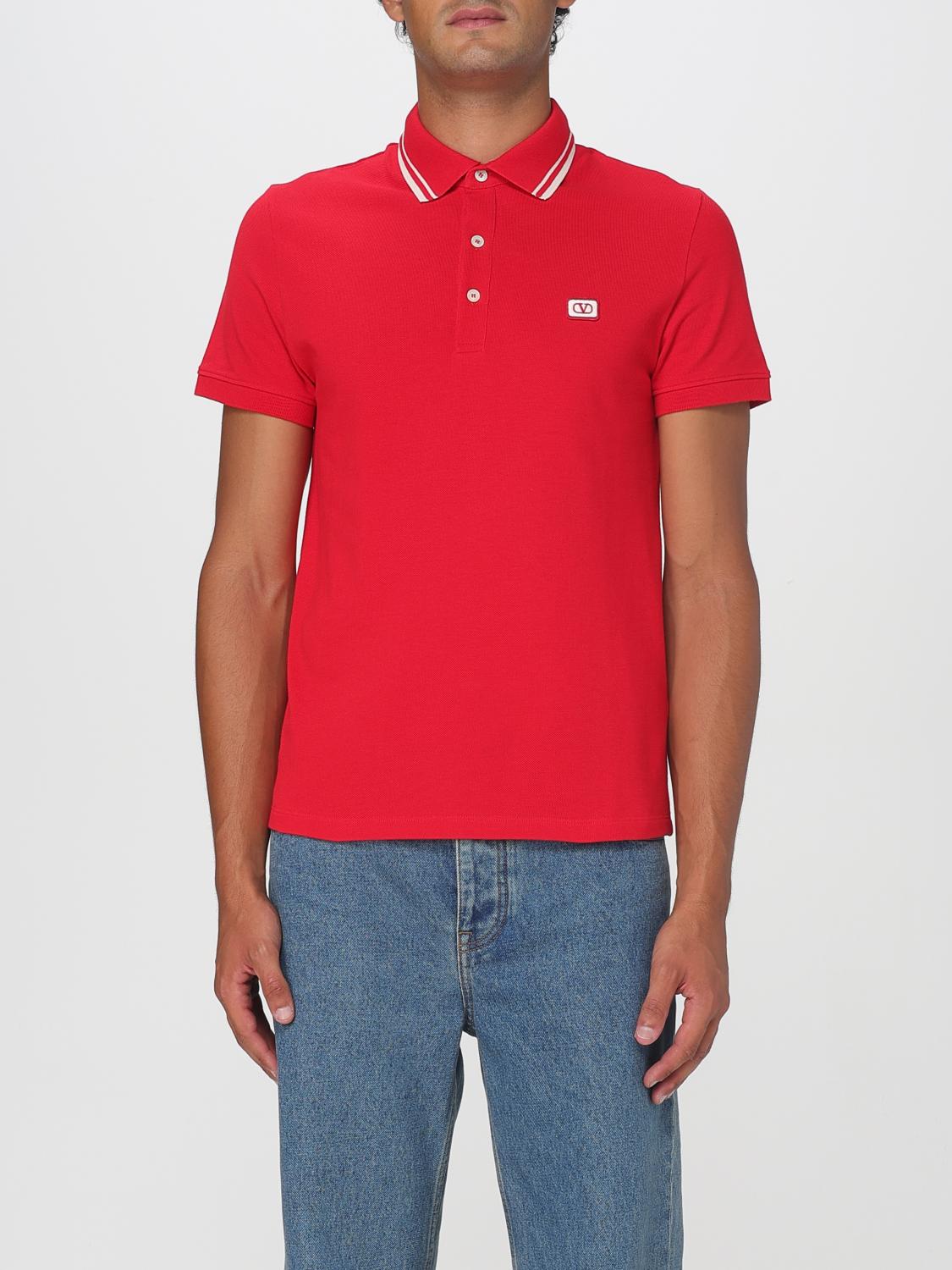 Valentino Vlogo Signature Cotton Polo Shirt In Red