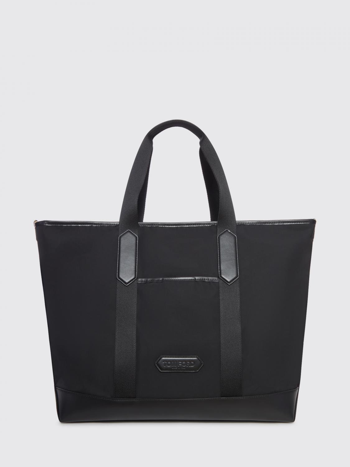 Tom Ford Nylon And Leather Tote Bag In Black