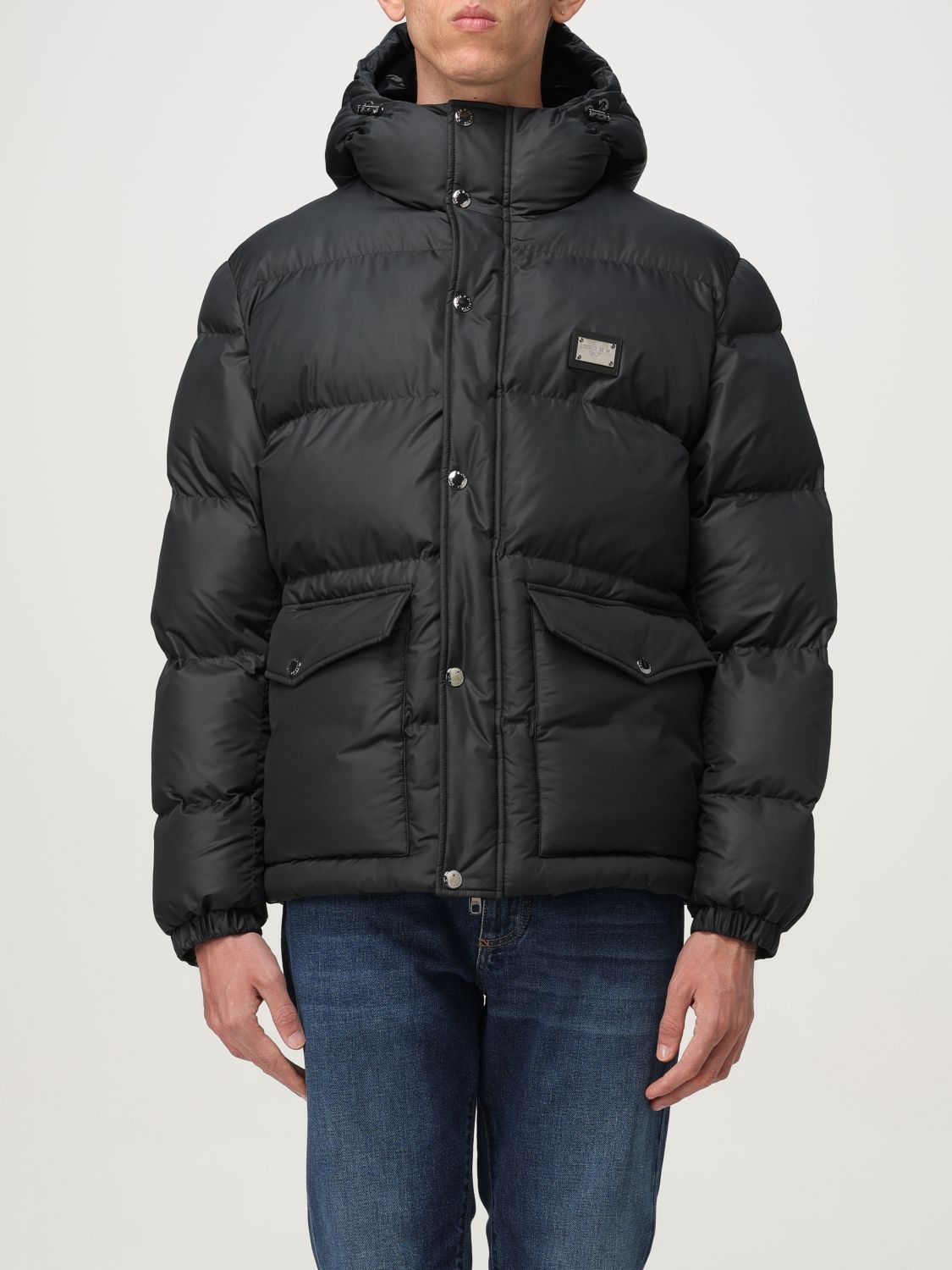 Dolce & Gabbana Puffy Black Coat With High Collar In Black