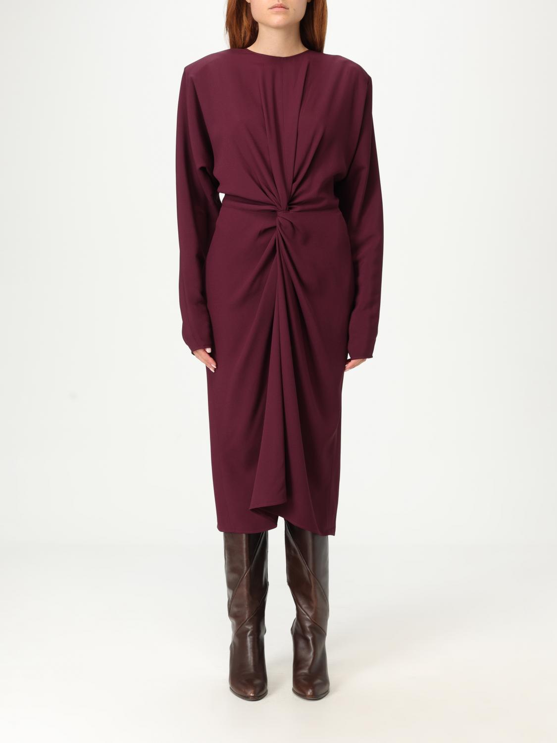 Stella Mccartney Twist-front Satin Midi Dress In Purple