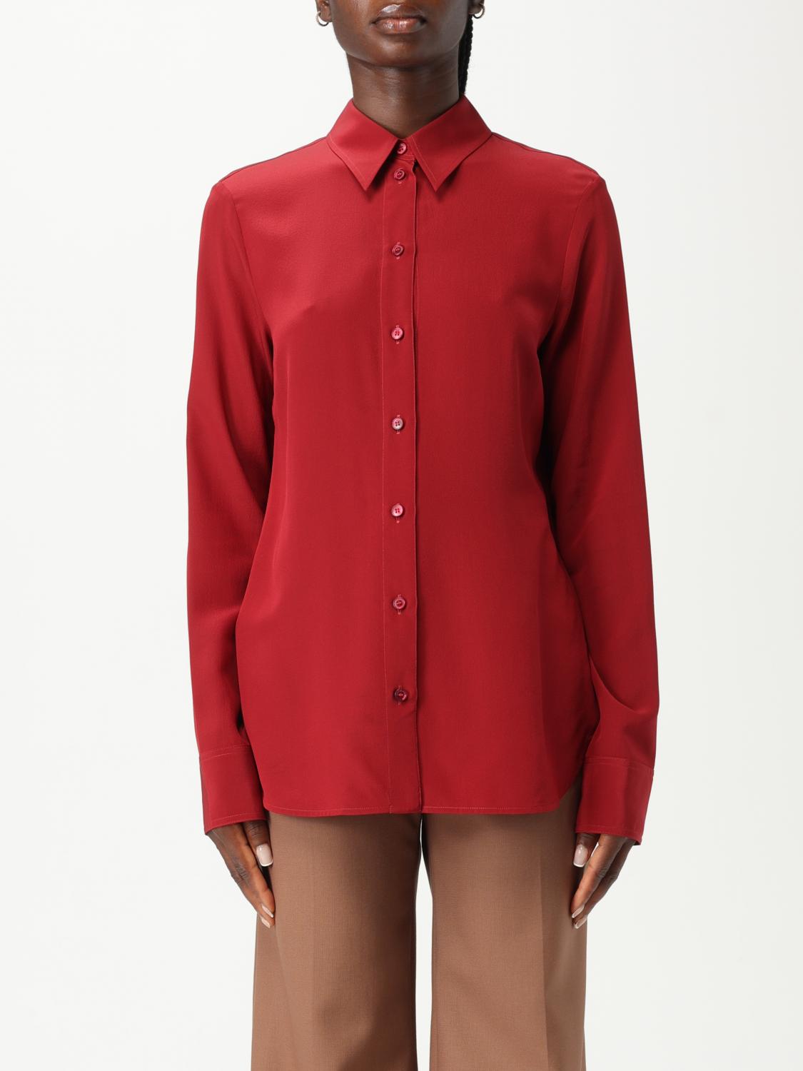 Stella Mccartney Button Down Silk Top In Red