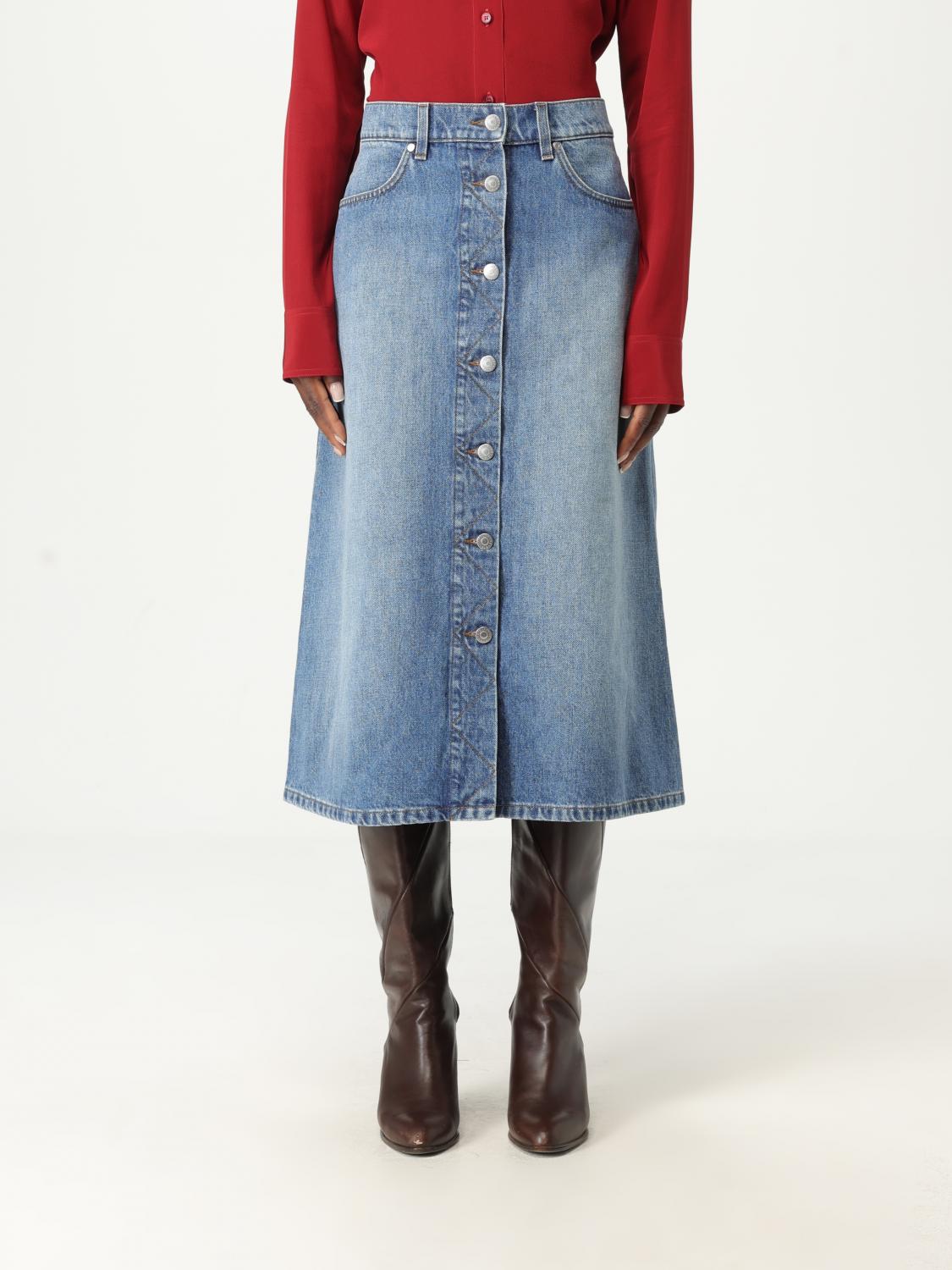 Stella Mccartney Button-front Denim Skirt In Blue
