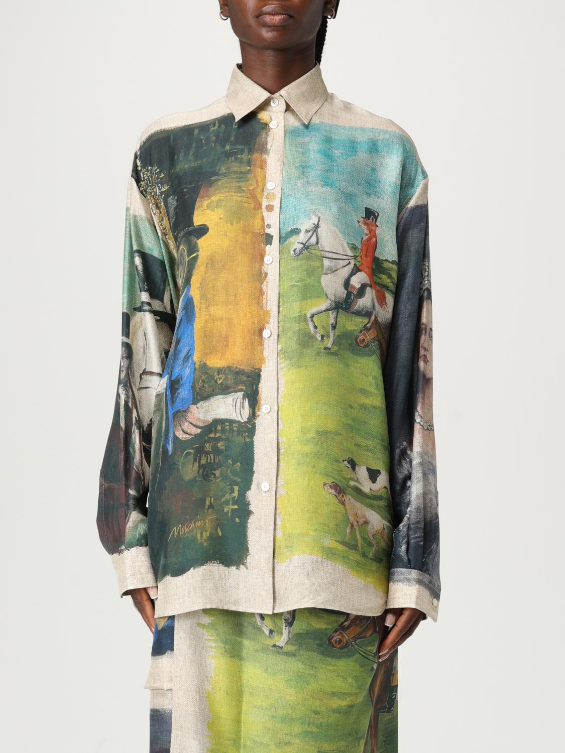 Moschino Printed Silk Twill Shirt In Multi