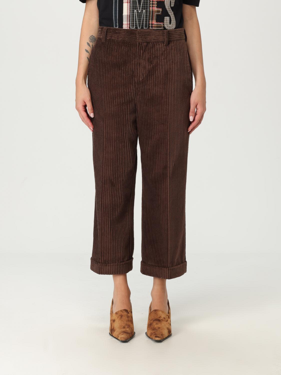 Moschino Corduroy Ribbed Trousers Rolled Hem In Brown