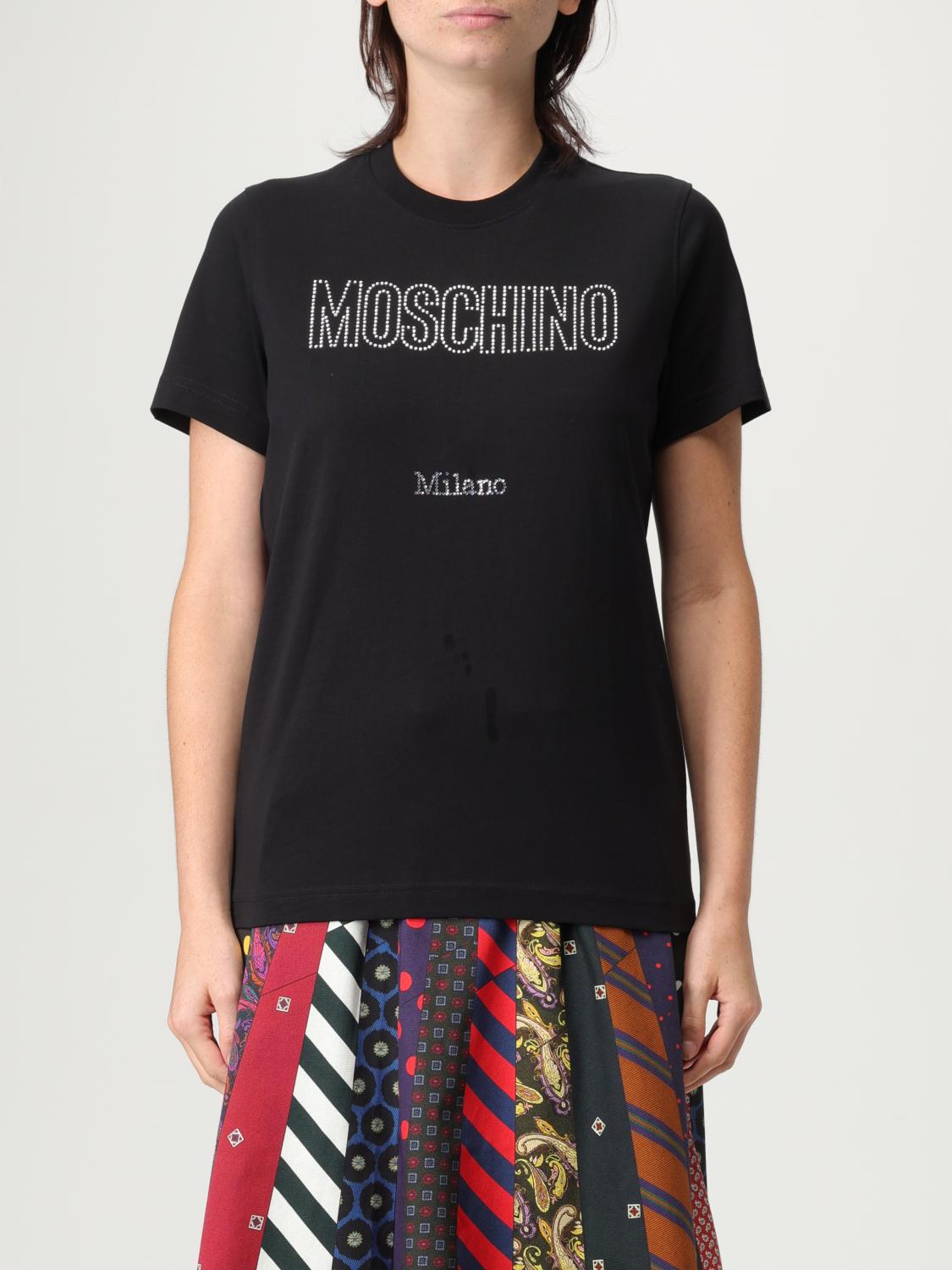 Moschino Organic Cotton Jersey T-shirt Decorated In Black