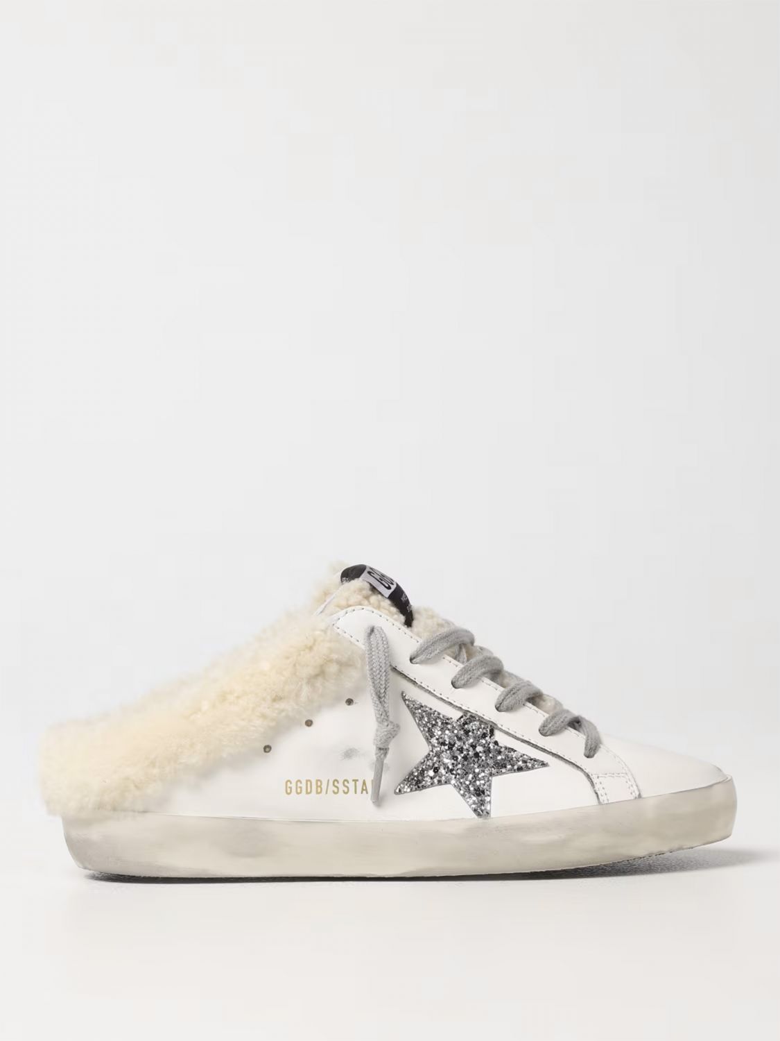 Golden Goose Superstar Sabot Shearling-trimmed Leather Sneakers In White