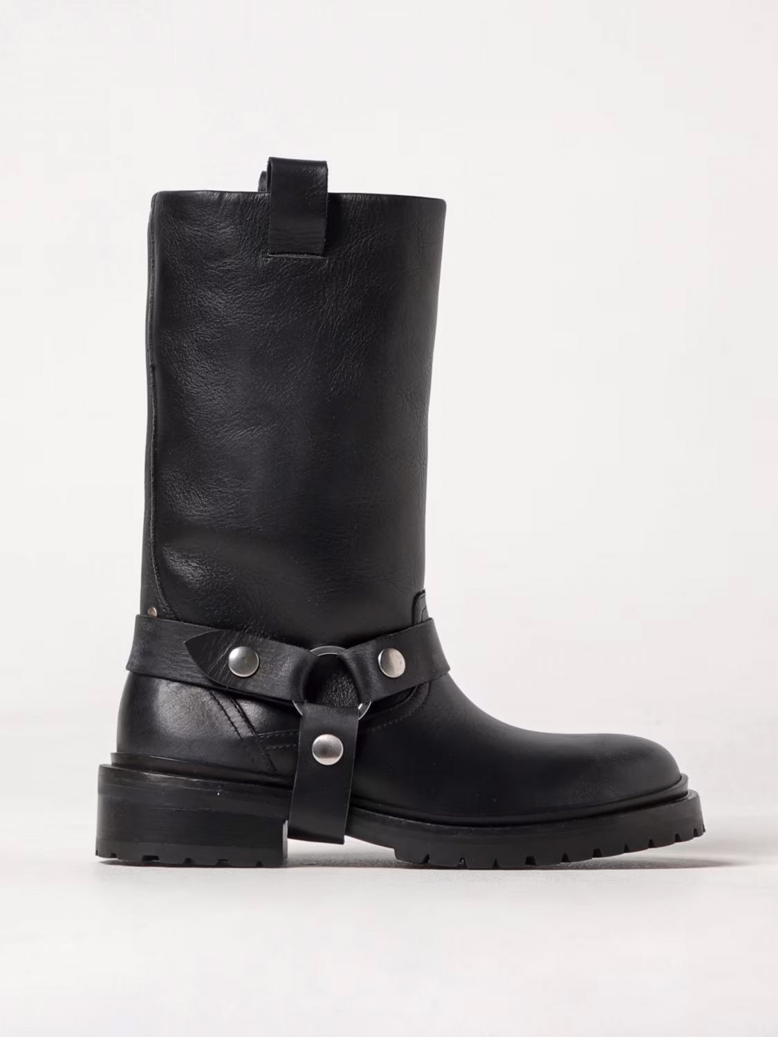 Golden Goose Distressed Black Leather Kurt Boots With Silver Accents In Black