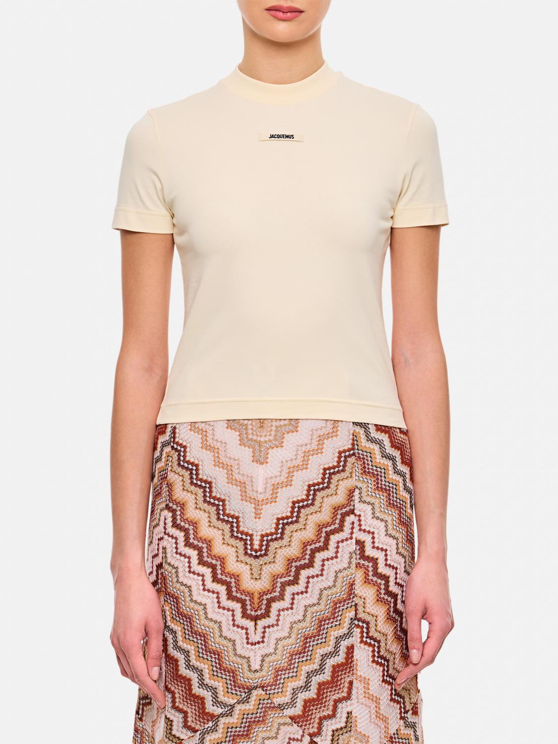 Jacquemus Crew Neck Soft Fabric Short Sleeves In Neutral