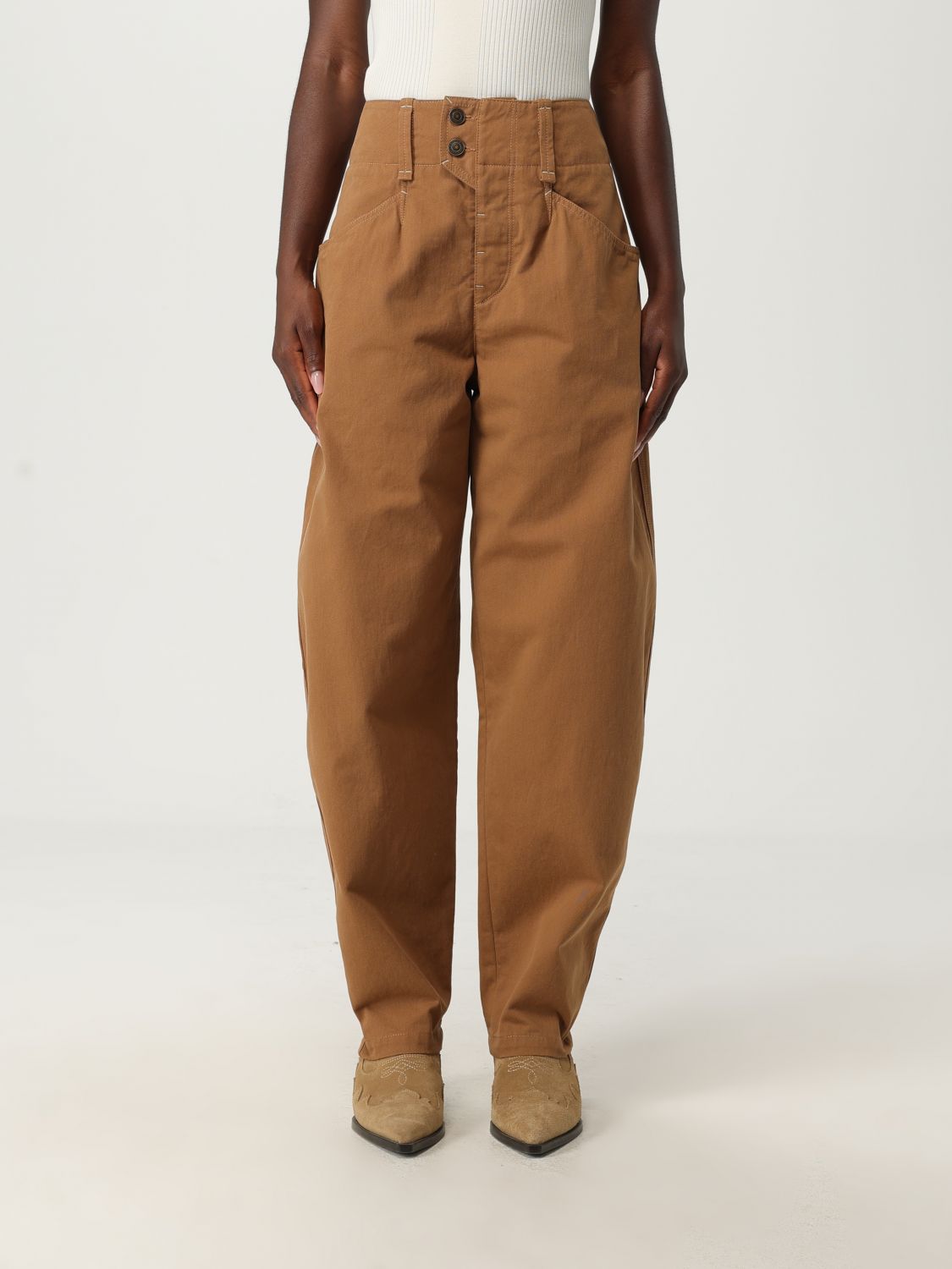 Isabel Marant 'oumaya' Cotton Cognac Pants Women In Brown