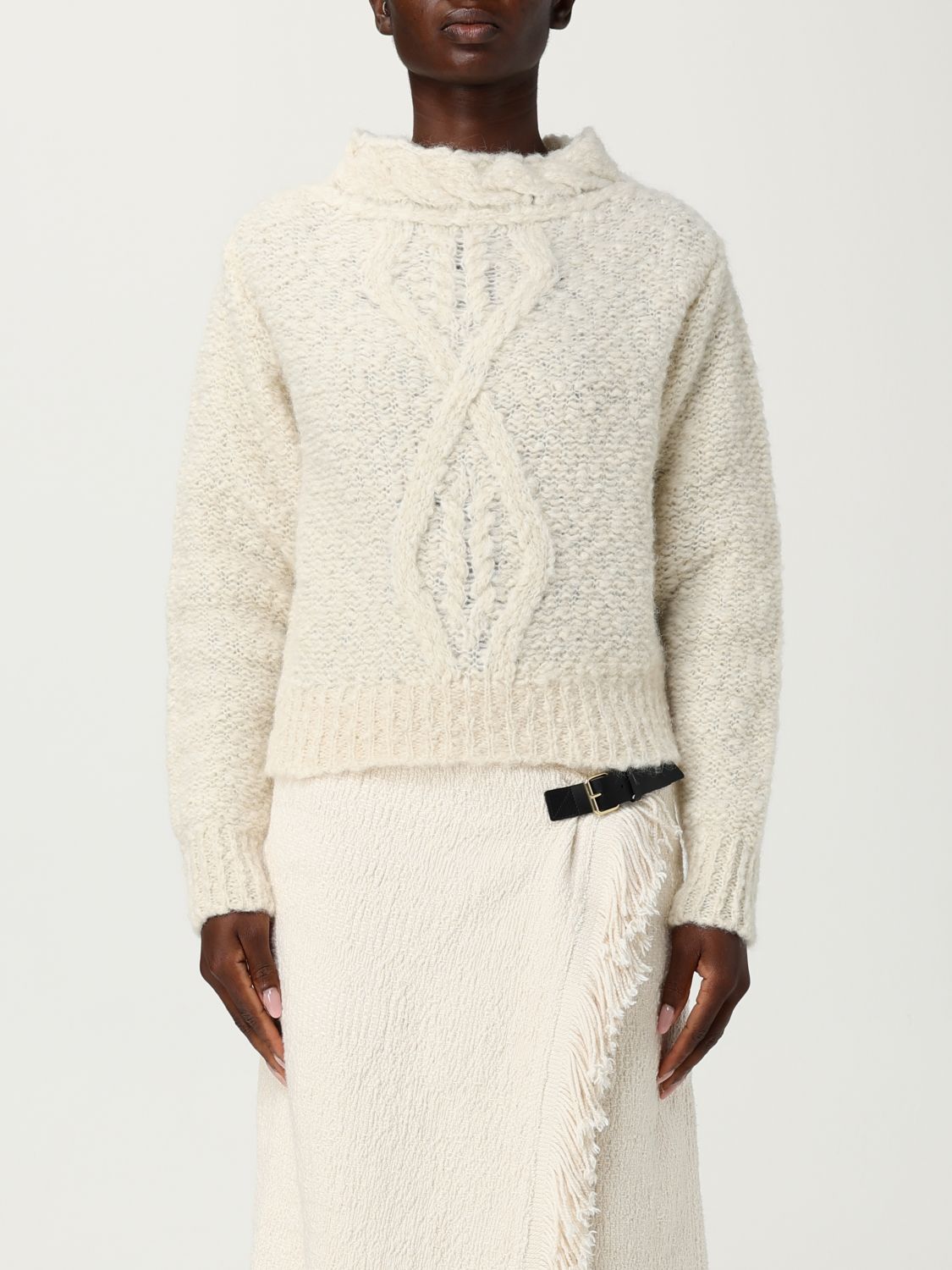 Isabel Marant Romane Irish Funnel-neck Alpaca Sweater In Neutral
