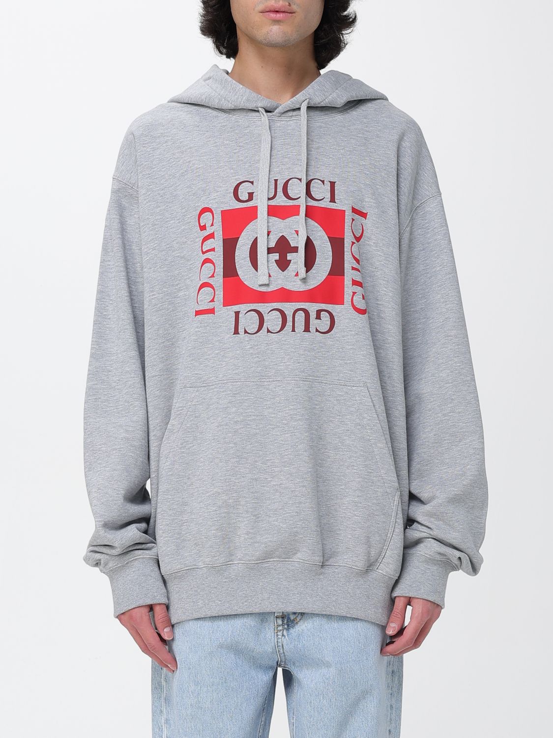 GUCCI GUCCI Sweatshirt Men color Grey　GUCCI スウェットシャツ メンズ カラー グレー