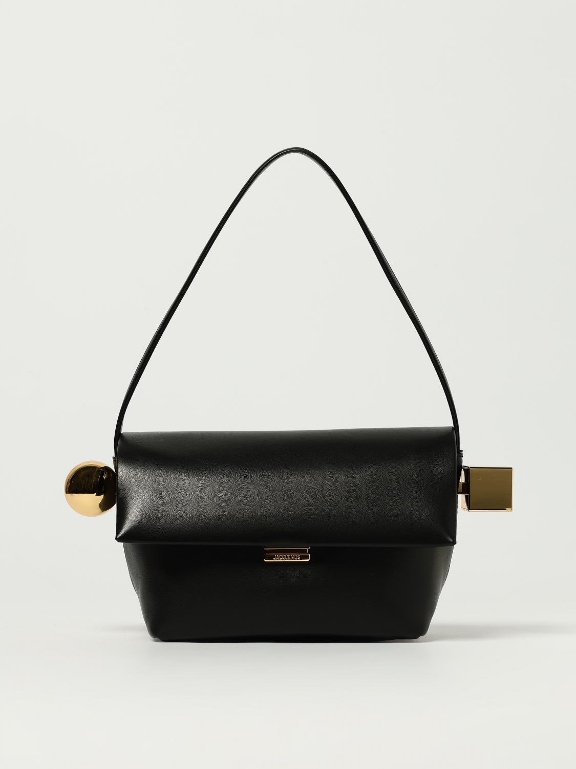 Jacquemus 'le Rond Carre' Black Shoulder Bag With Shoulder Strap In Black