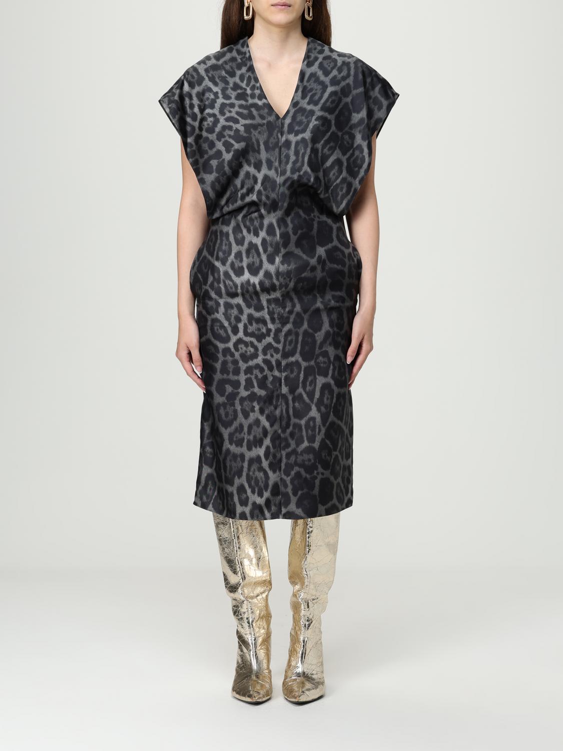Stella Mccartney Leopard-print V-neck Midi Dress In Black