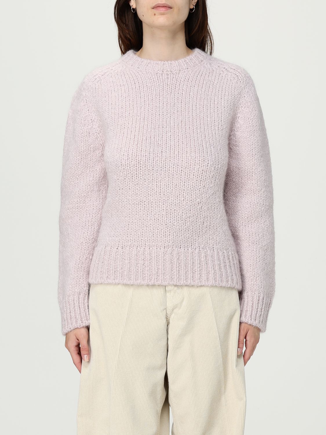 Jil Sander Mohair Blend Crew Neck Sweater In Pink