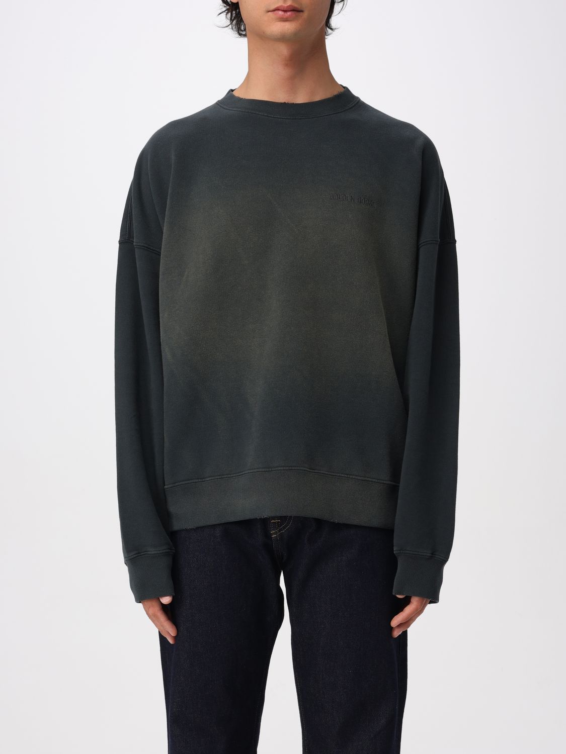 Golden Goose Cotton Sweatshirt With Distressed Effect In Black