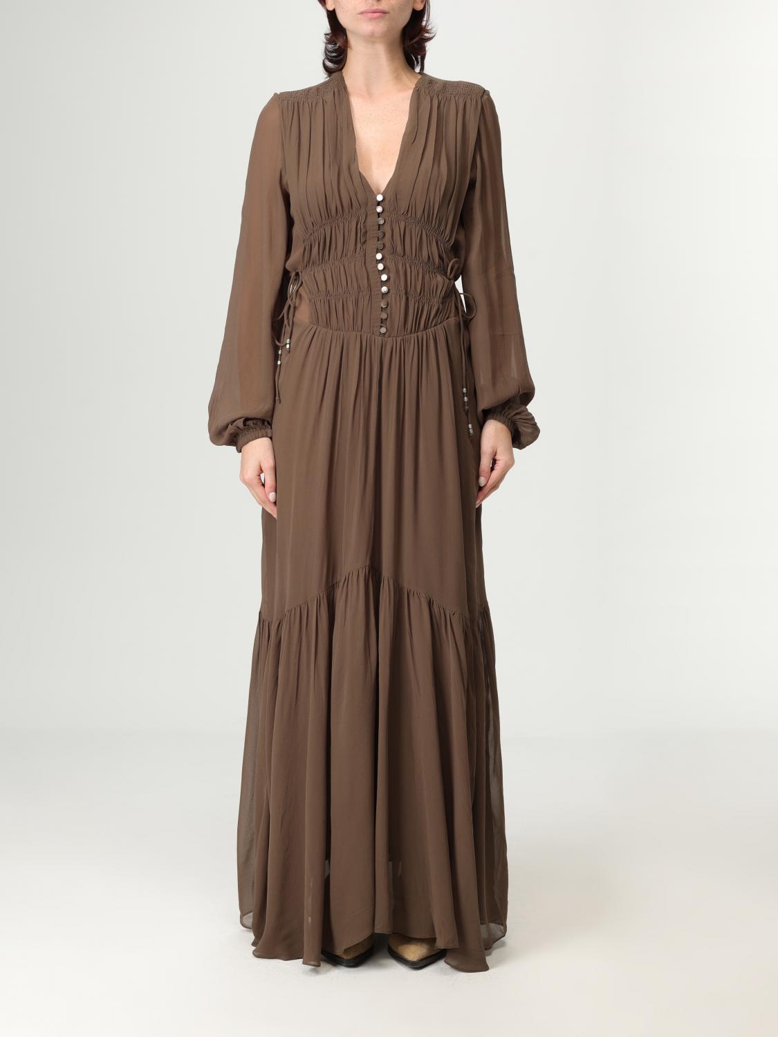 Isabel Marant Étoile Briane Gathered Georgette Maxi Dress In Brown