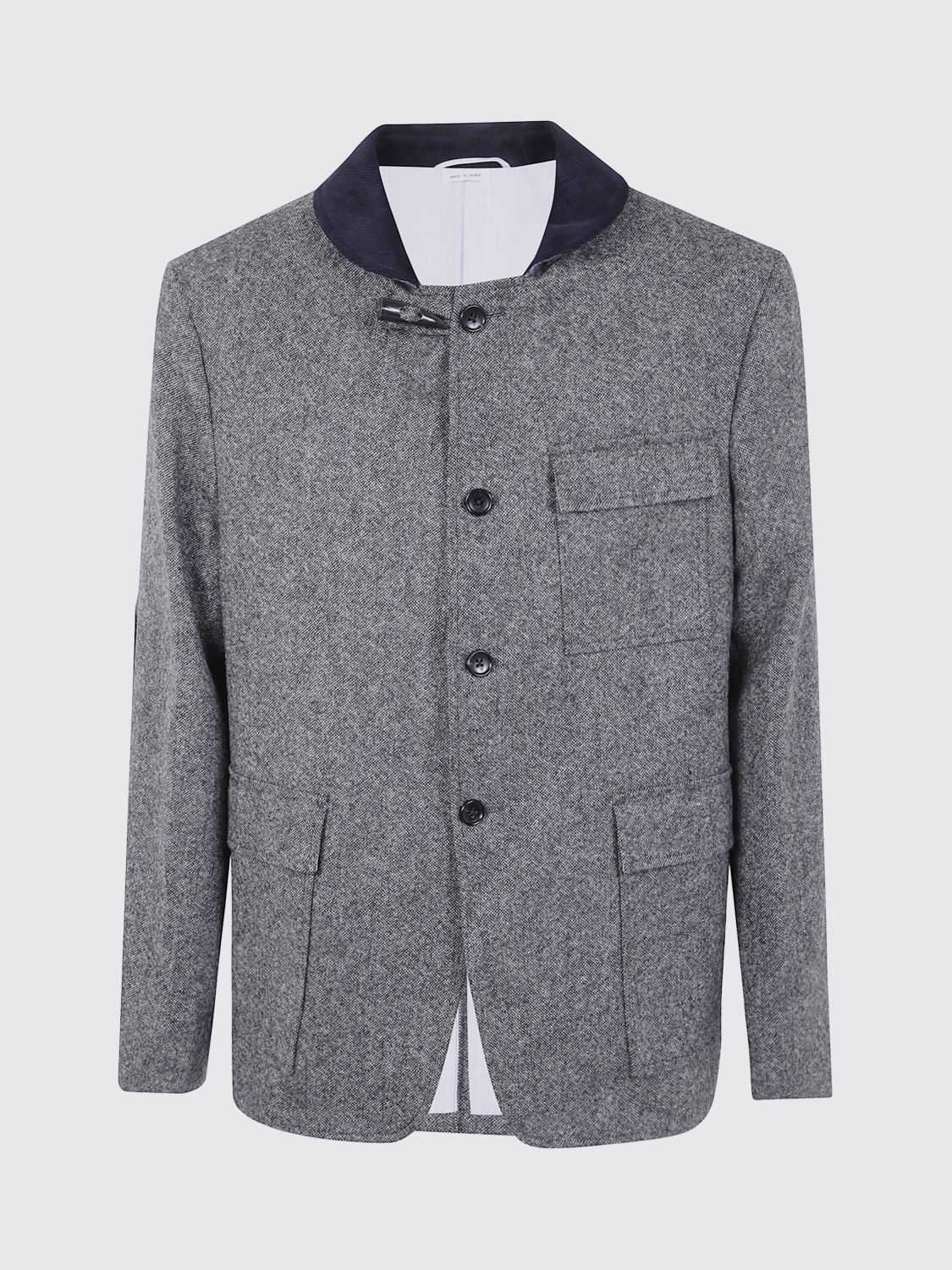 Thom Browne Fisherman Shawl Solid Donegal Tweed In Gray