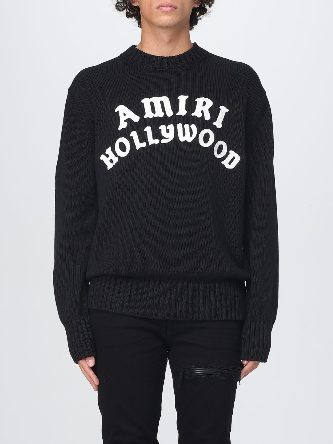Amiri Black Sweater With Maxi Logo Lettering On The Front In Black
