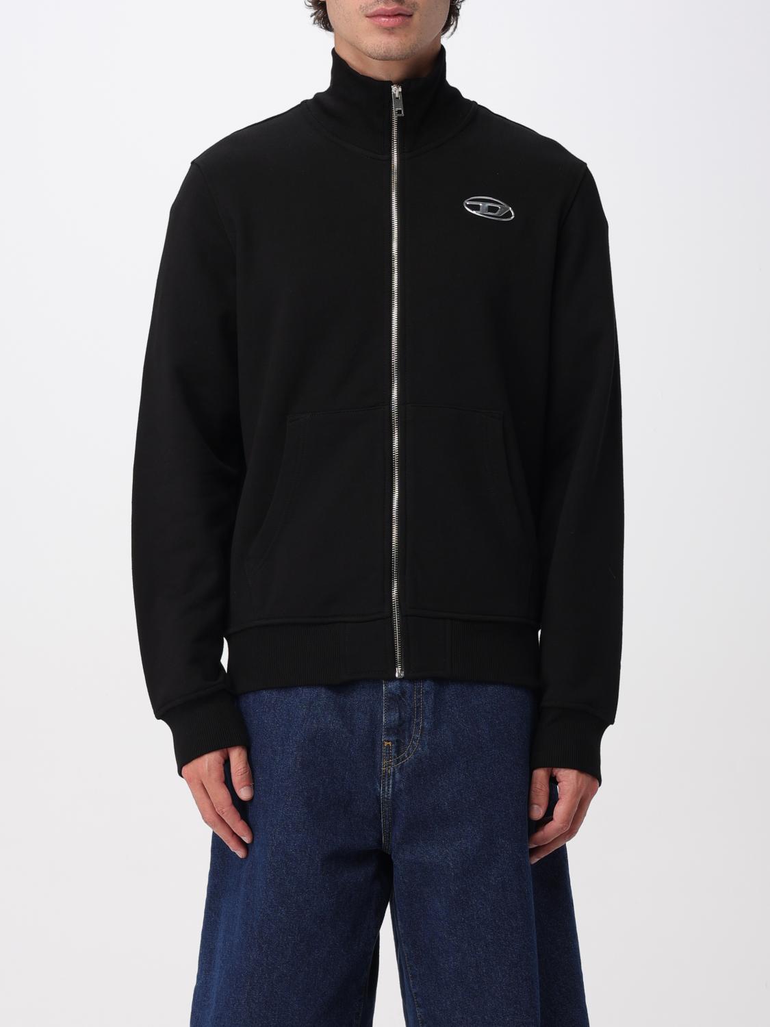 Diesel S-ginni Black Sweatshirt With High Neck And Logo Embroidery On The Front In Cotton Man In Black