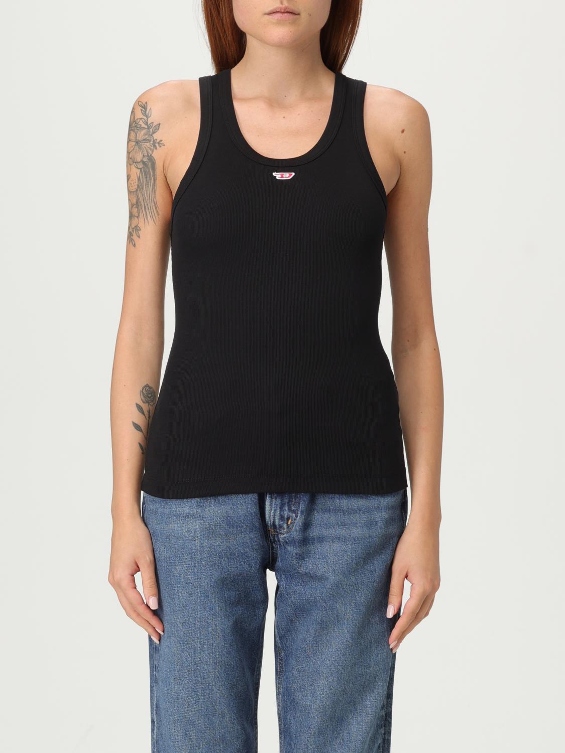Diesel Logo-patch Sleeveless Vest Top In Black