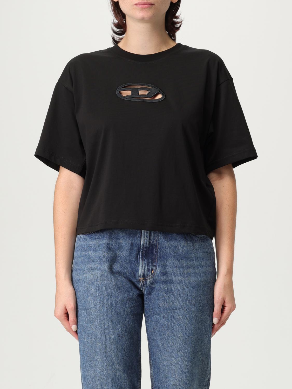 Diesel T-buxt-crop Cotton T-shirt In Black