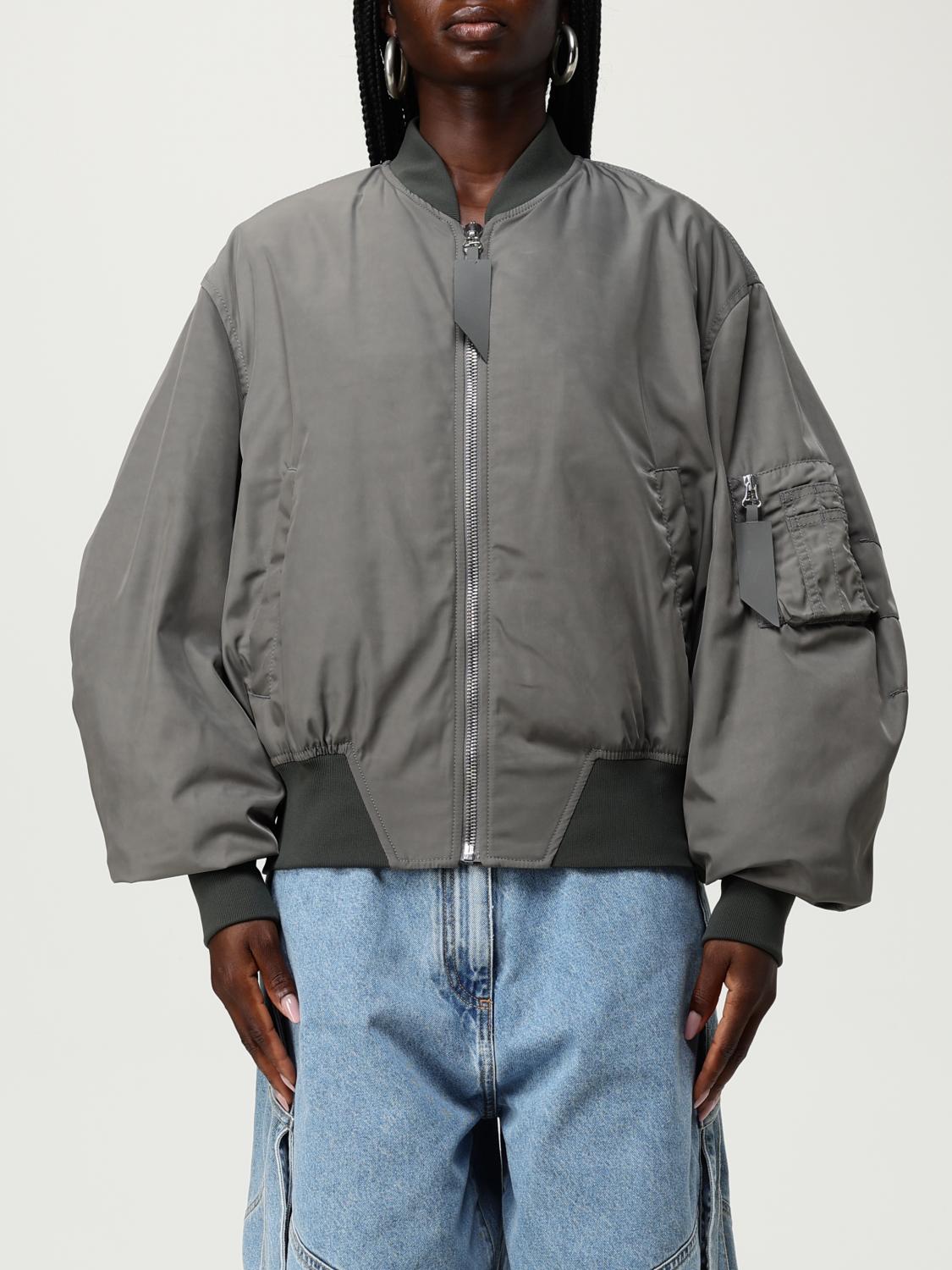 Attico Grey Bomber Jacket With Front Zip Closure And One Zipped Pocket On The Sleeve In Gray