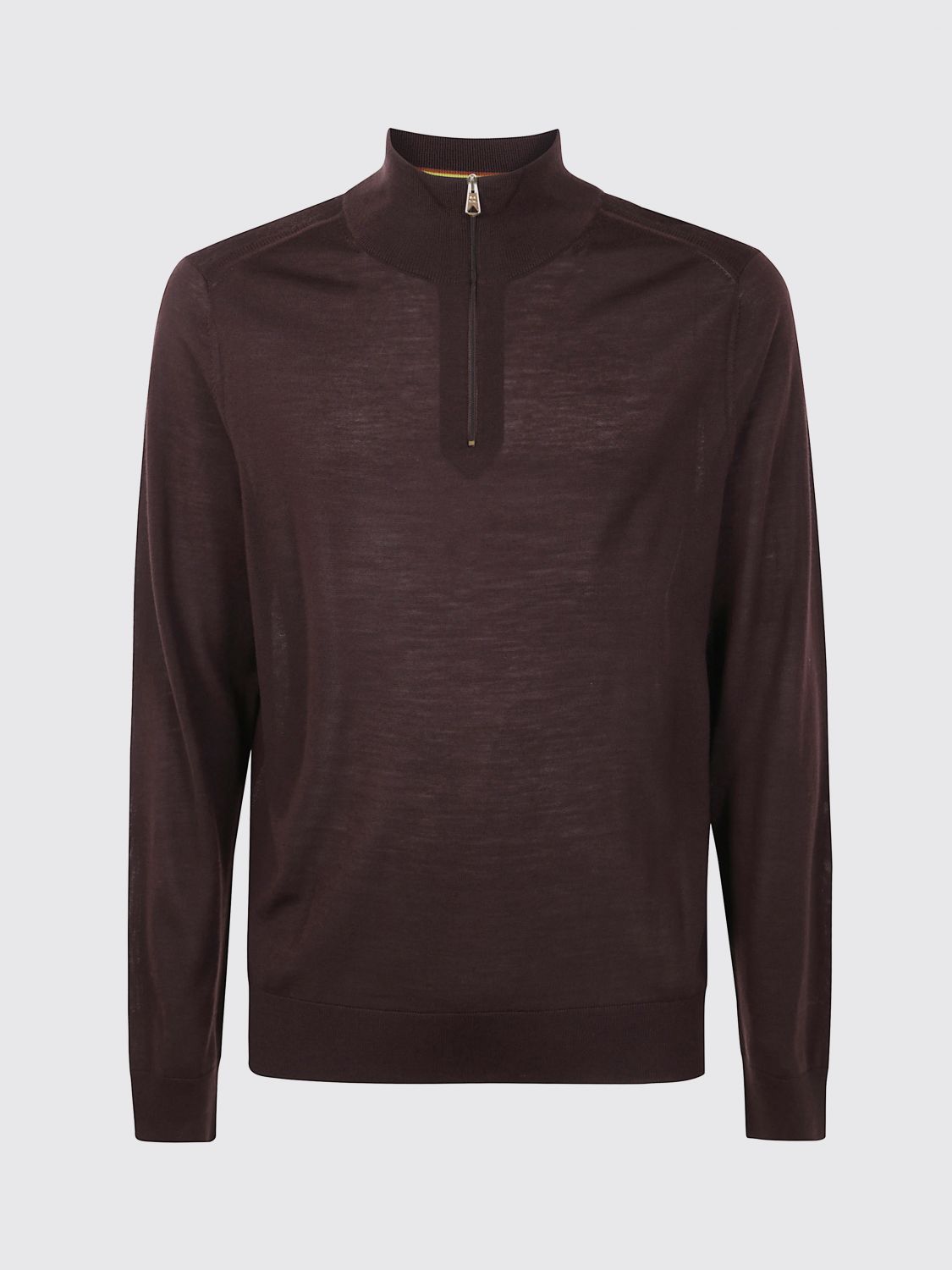 Paul Smith Mens Sweater Zip Neck In Brown