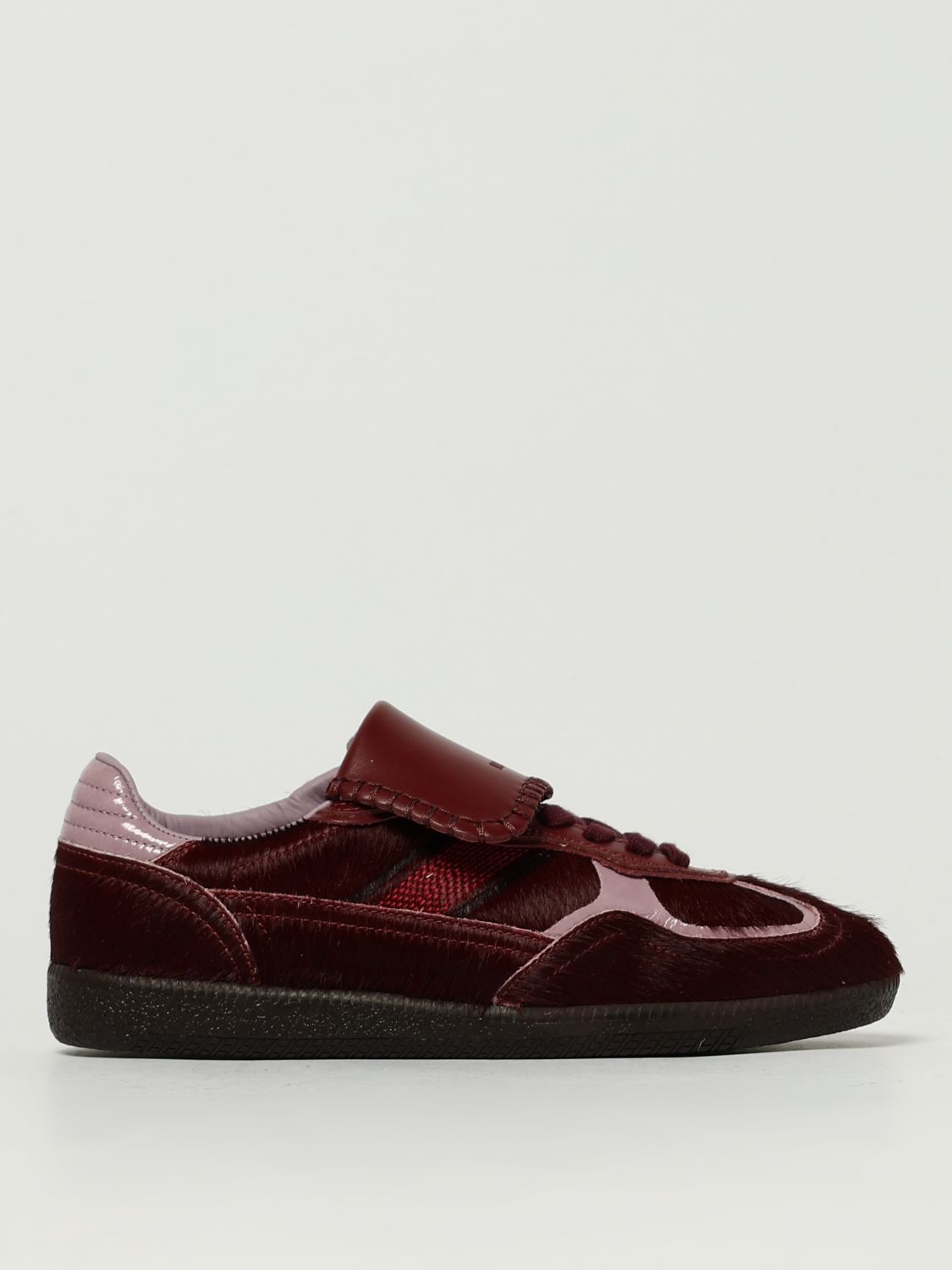 Alohas Soft Burgundy Leather Sneakers With Unique Closure In Black