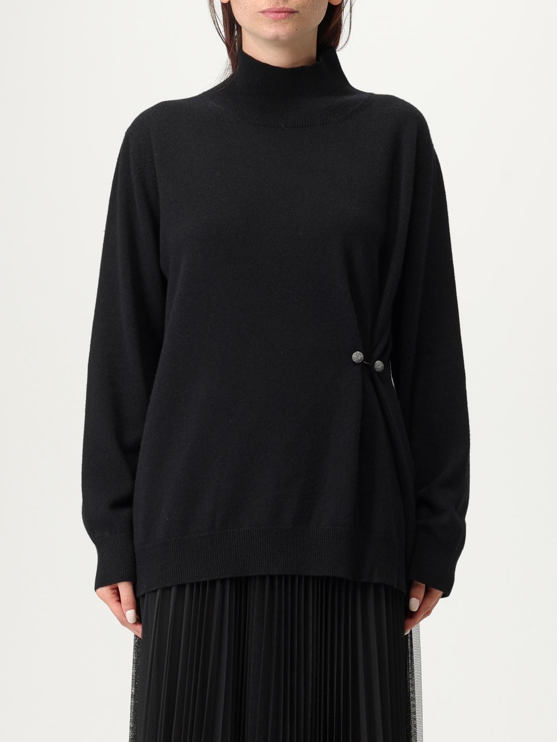 Fabiana Filippi Platinum Draped High-neck Sweater In Black