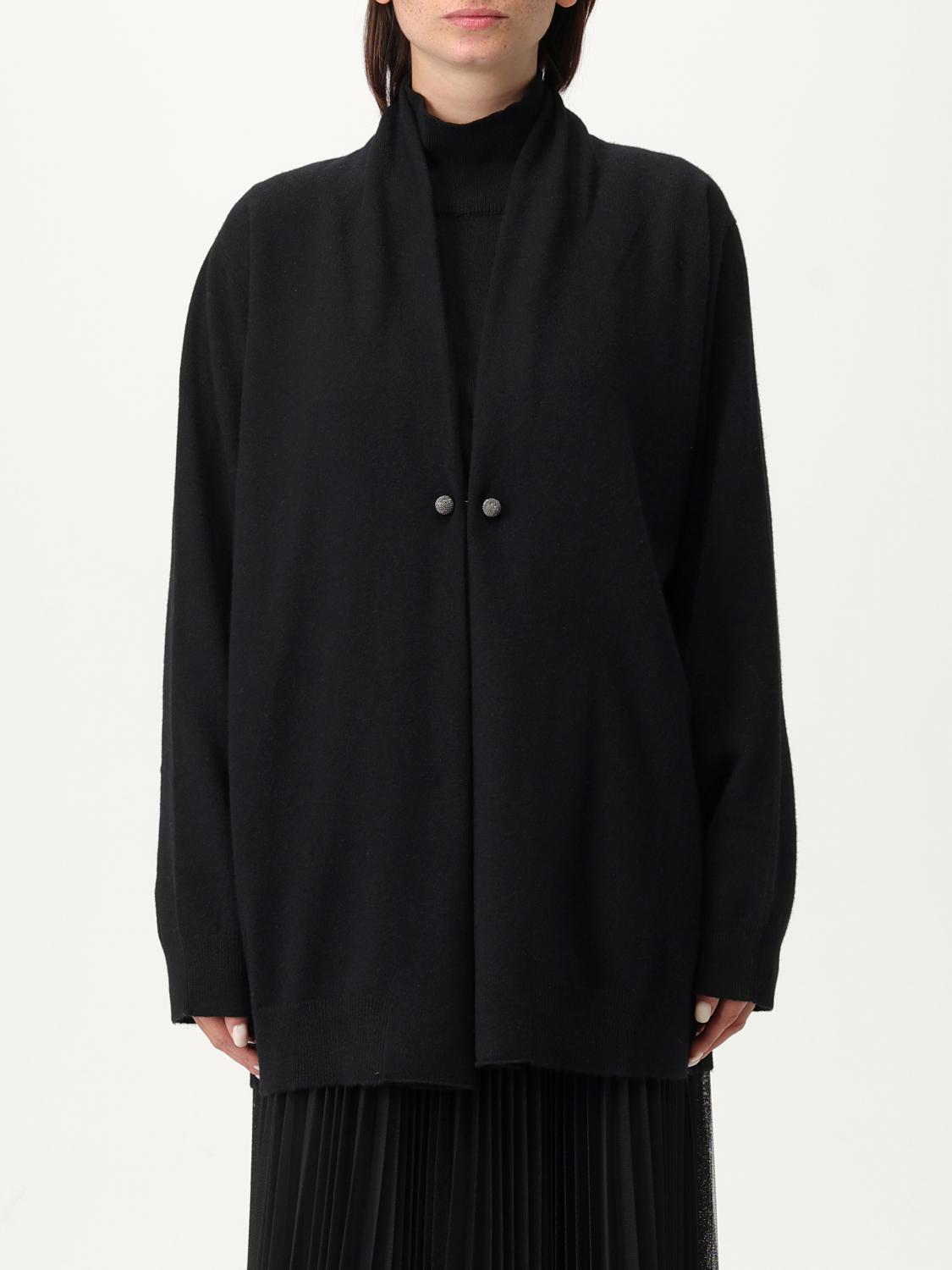 Fabiana Filippi Platinum Shawl-neck Cardigan In Black