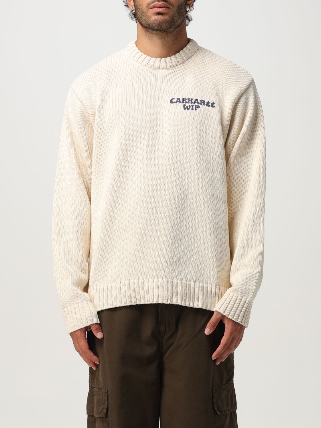 Carhartt Mens Natural Helix Graphic-print Knitted Sweater In Neutral