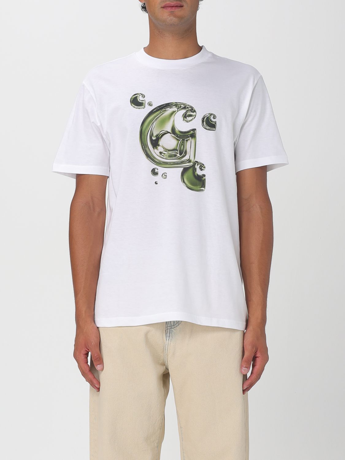Carhartt Short Sleeve Solar Chrome C-logo T Shirt White In White