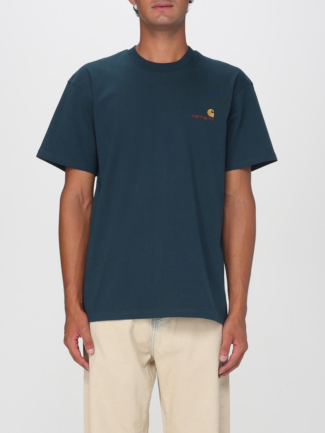 Carhartt Wip Short Sleeves American Script T-shirt In Blue