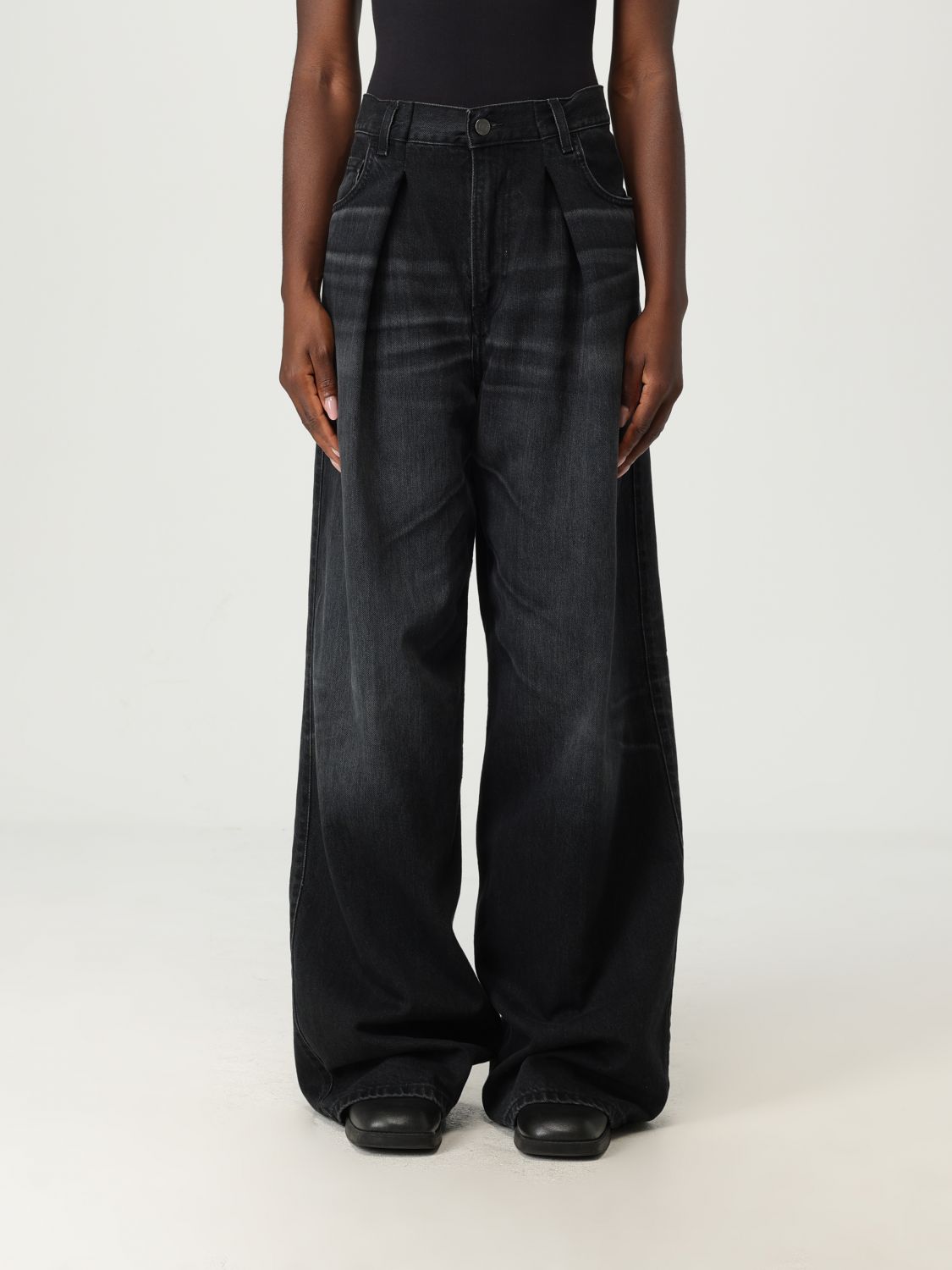Haikure Wide Candy Black Denim Jeans In Black