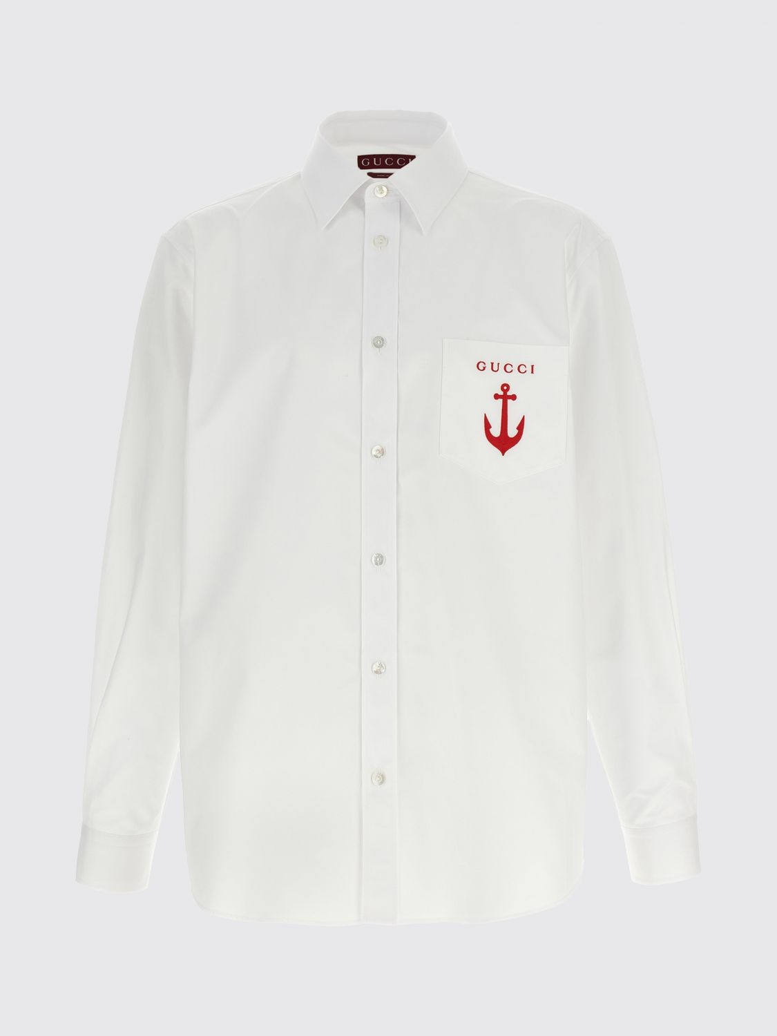 GUCCI Camicia in popeline di cotone con logo