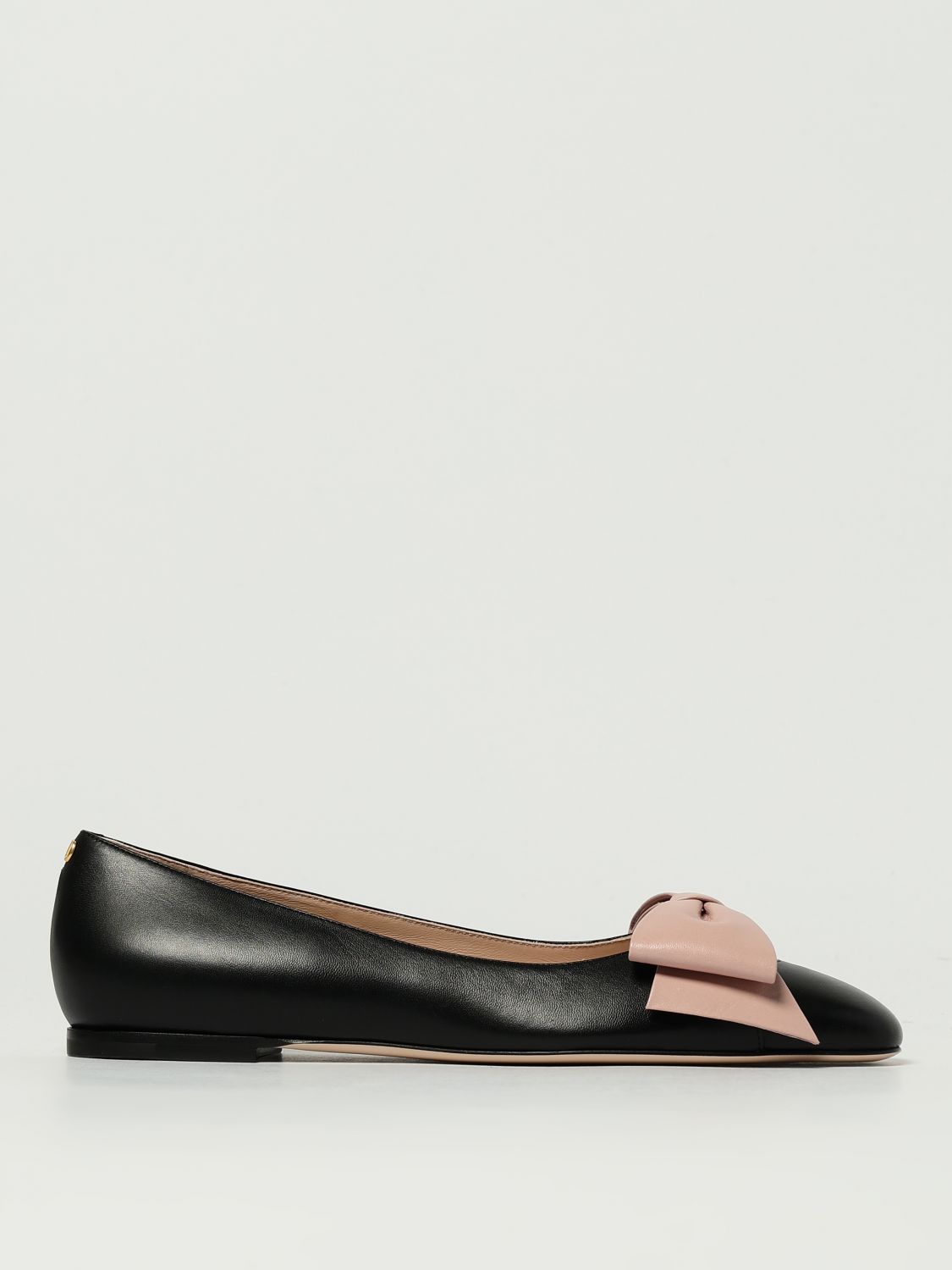 Valentino Round Toe Ballerina Shoes With Bow Detail In Black