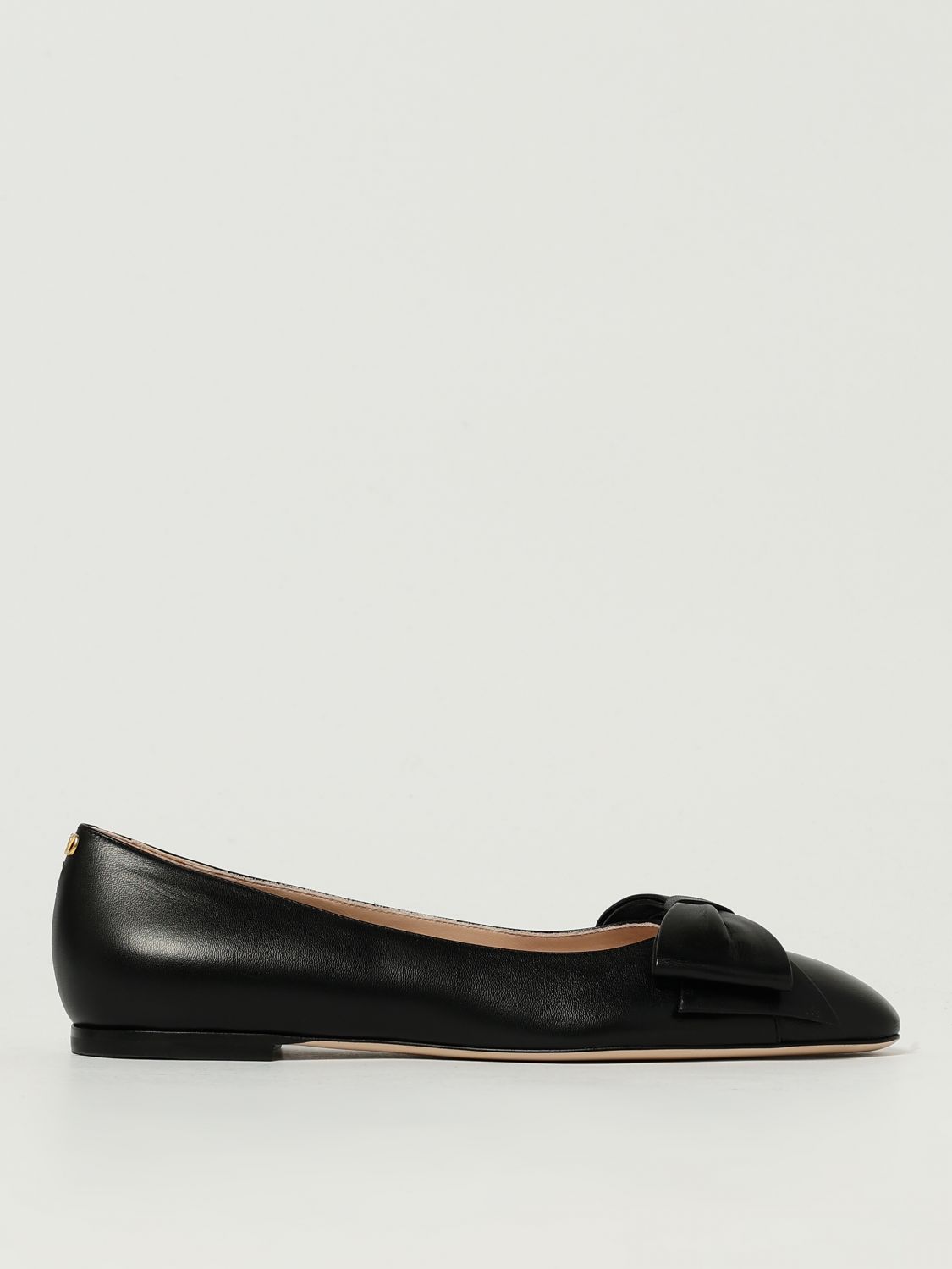 Valentino Leather Ballerinas With Iconic Bow Detail In Black