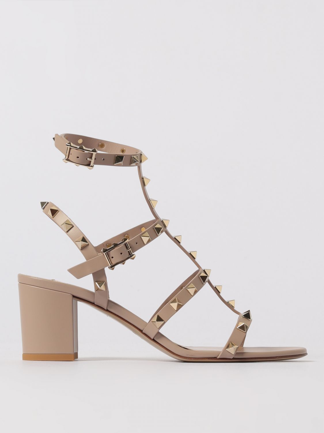Valentino Garavani Rockstud Ankle-strap Heeled Sandals In Neutral