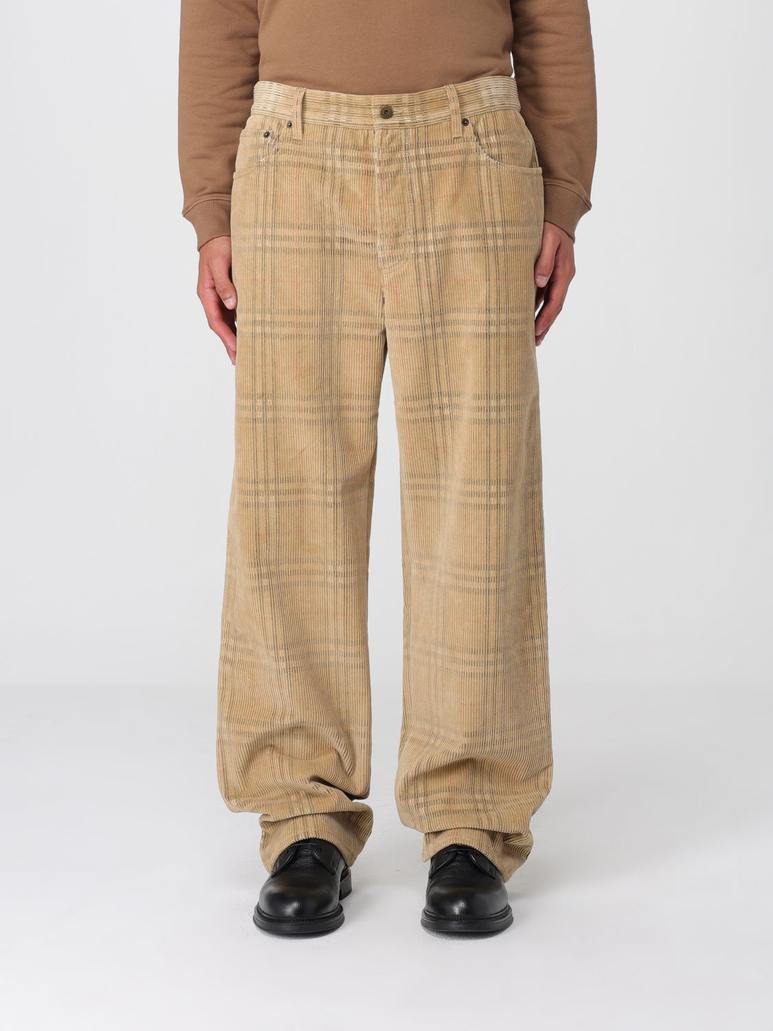 Burberry Trousers Sand Ip Check In Neutral