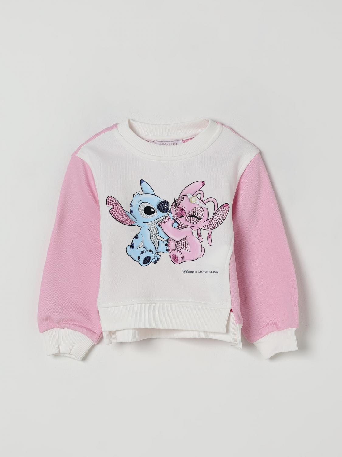 Monnalisa Stitch &amp; Angel Sweatshirt In Pink