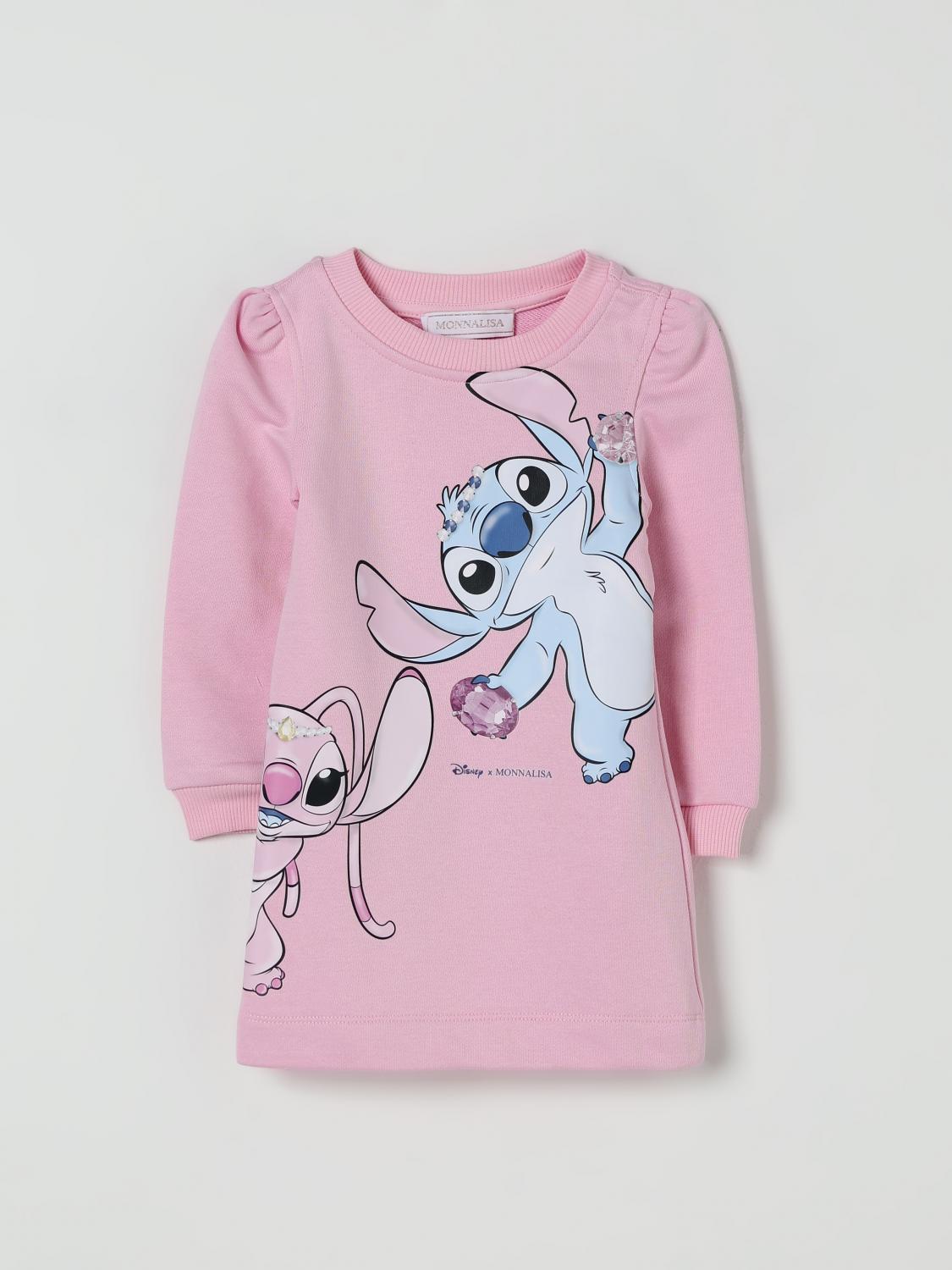 Monnalisa Stitch Sweatshirt Dress In Pink