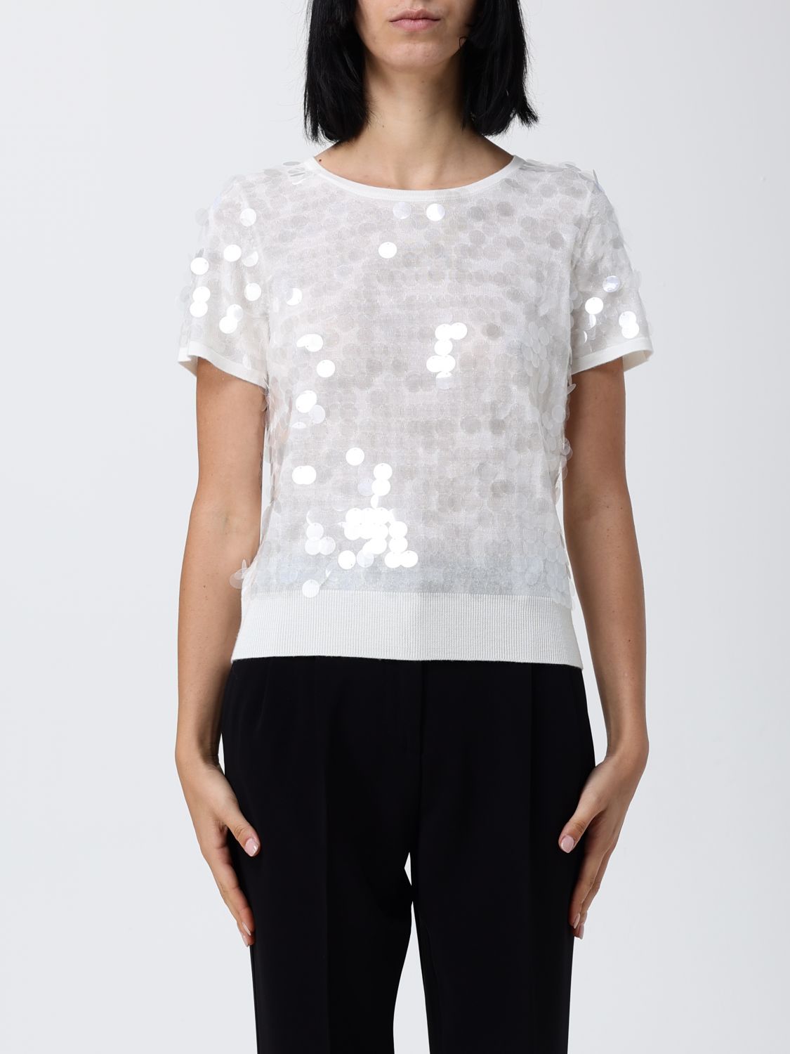 Max Mara Sequin-embellished T-shirt In Multi